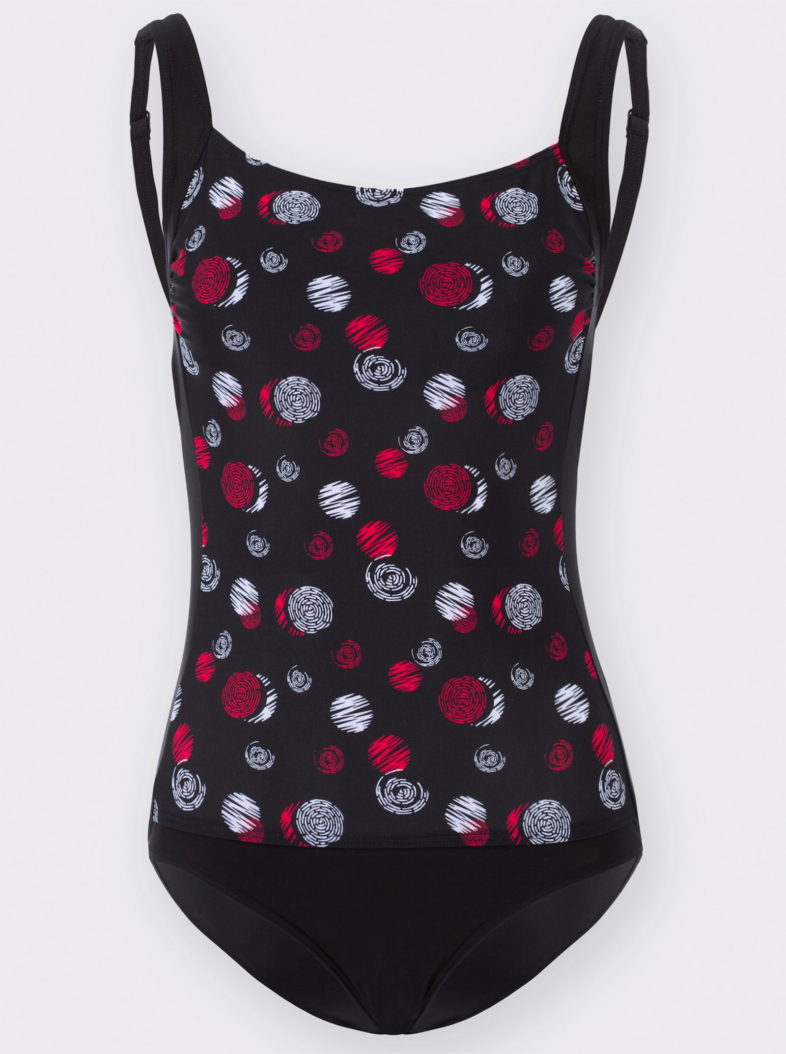 Badeanzug mit verstellbaren Trägern - schwarz-bedruckt