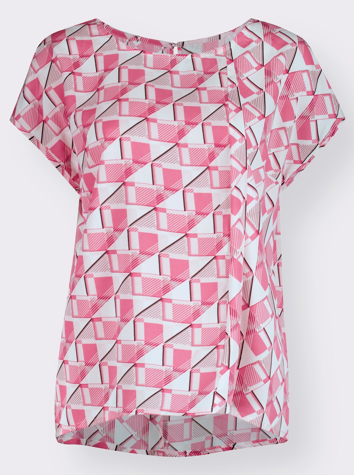 Druckbluse - pink-weiß-gemustert