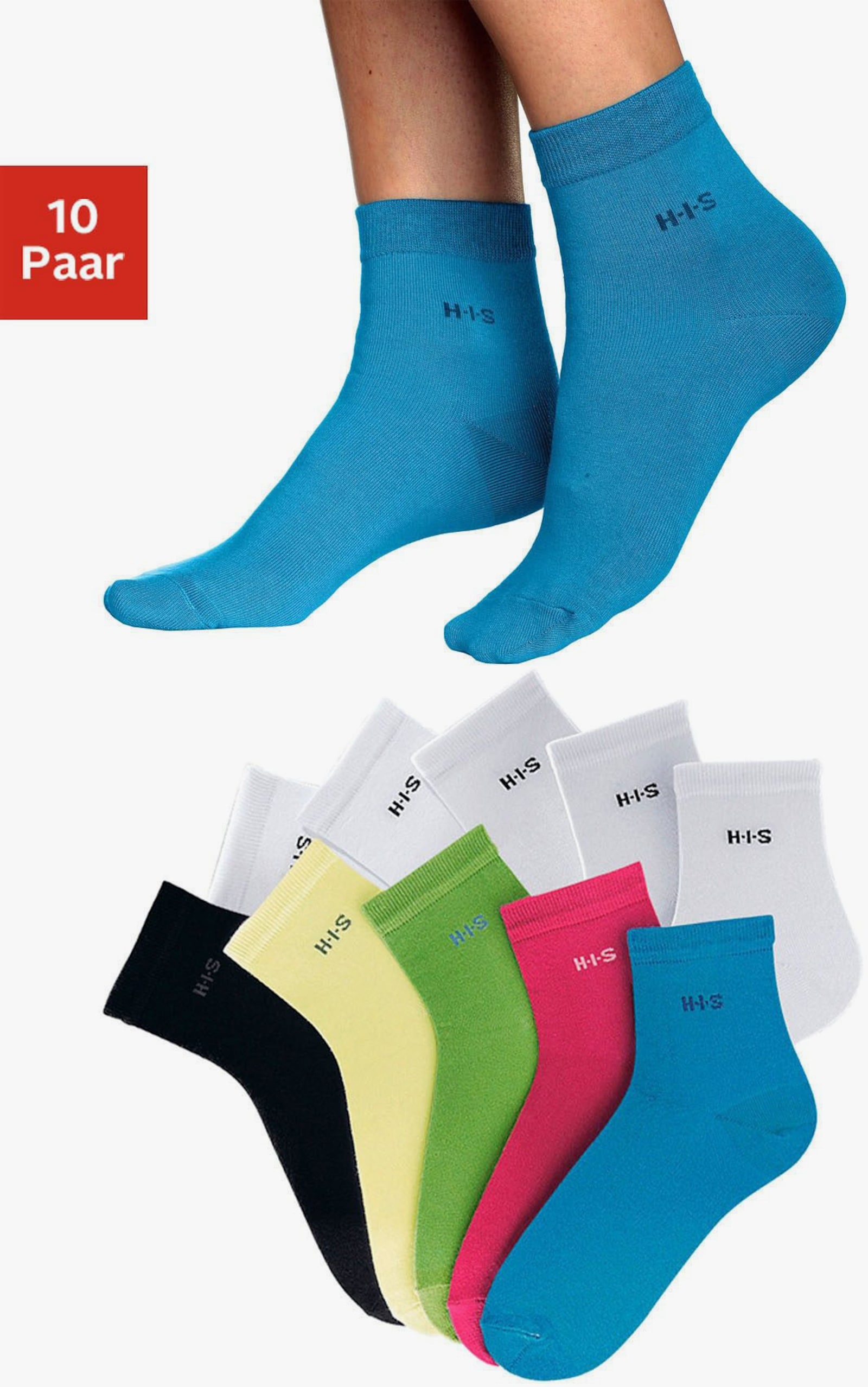H.I.S Kurzsocken - bunt-weiss