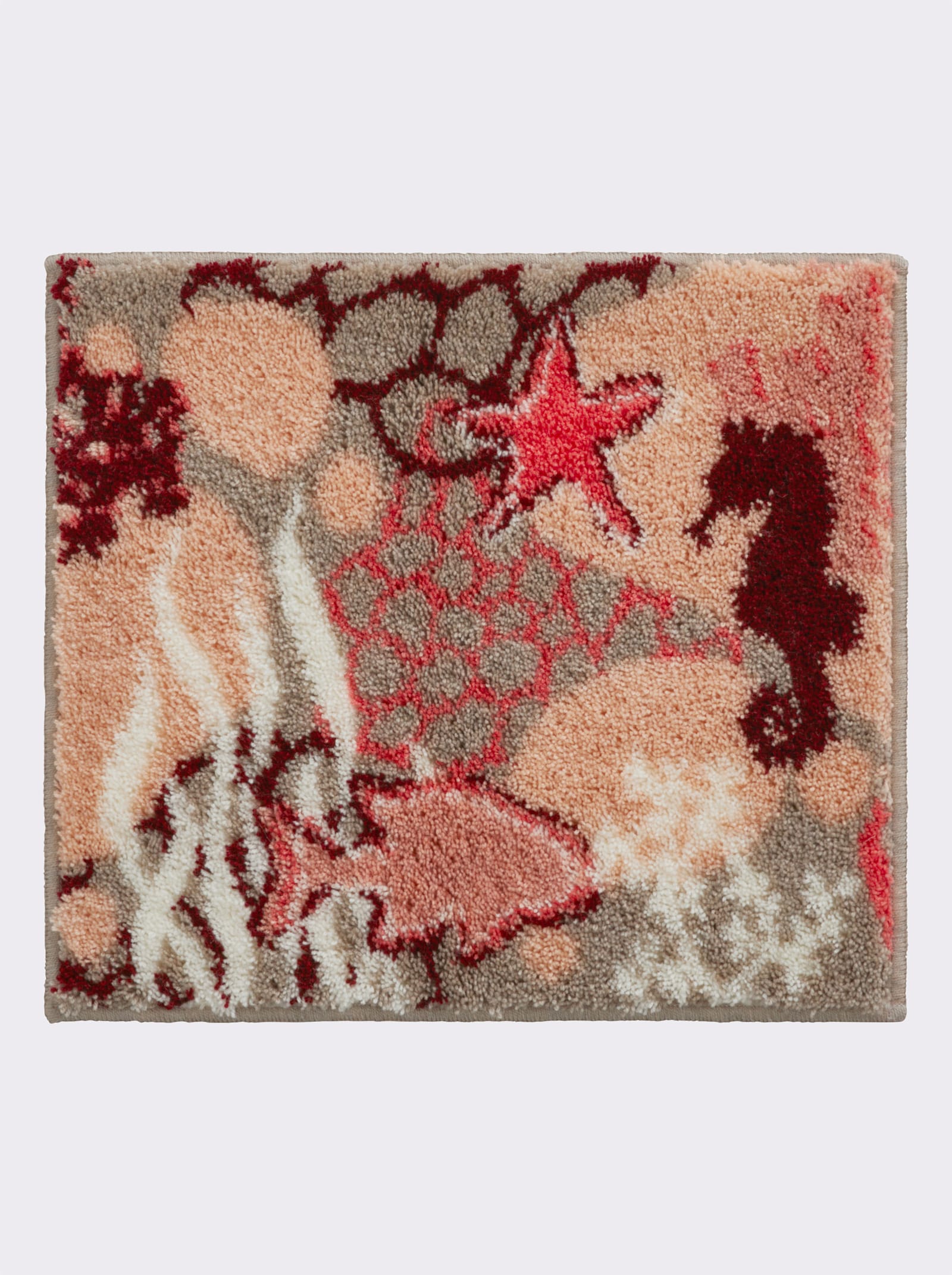 Grund Tapis de bain - taupe-corail à motifs