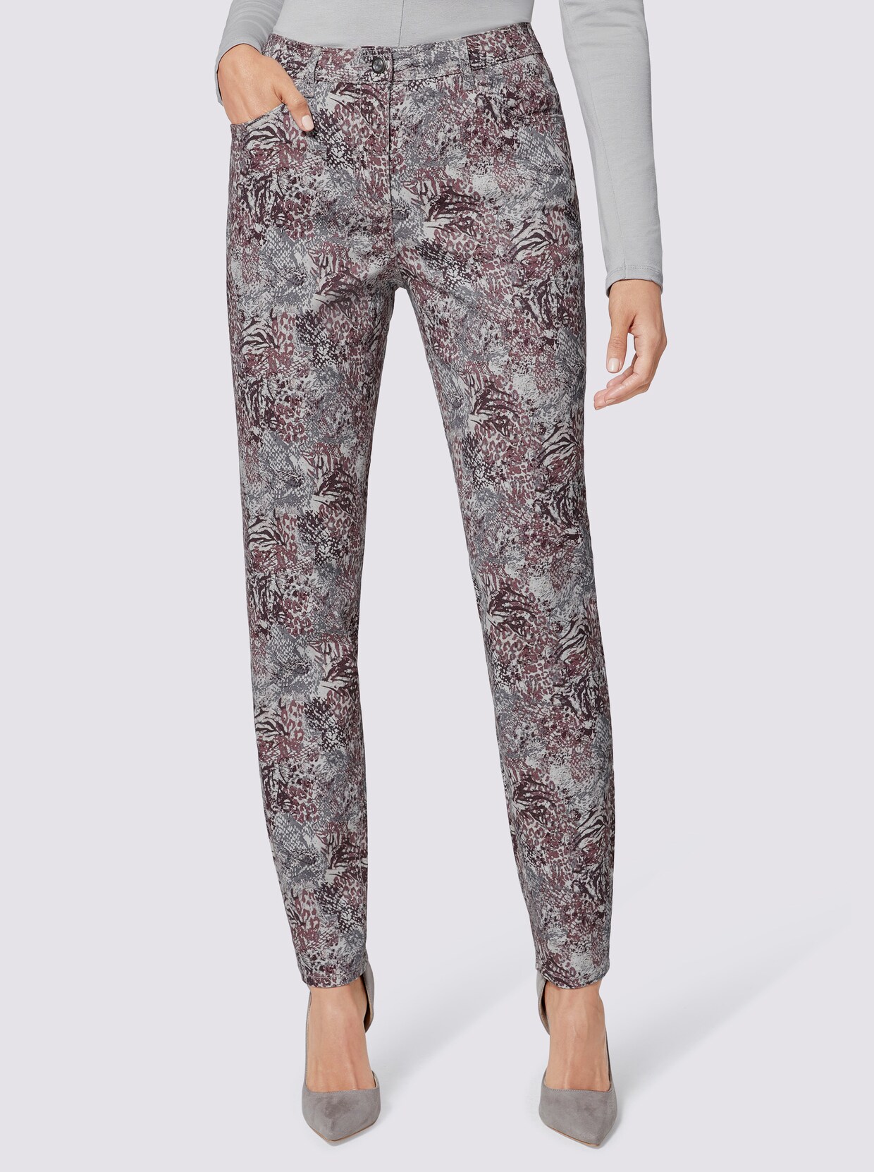 5-pocketbroek - bessenrood gedessineerd