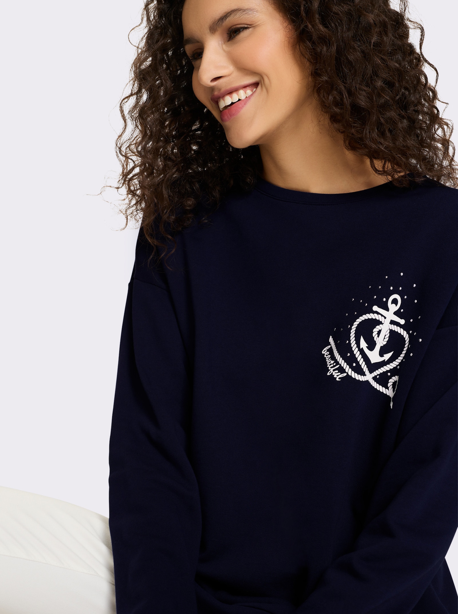 heine Sweatshirt mit Anker-Motiv - marine