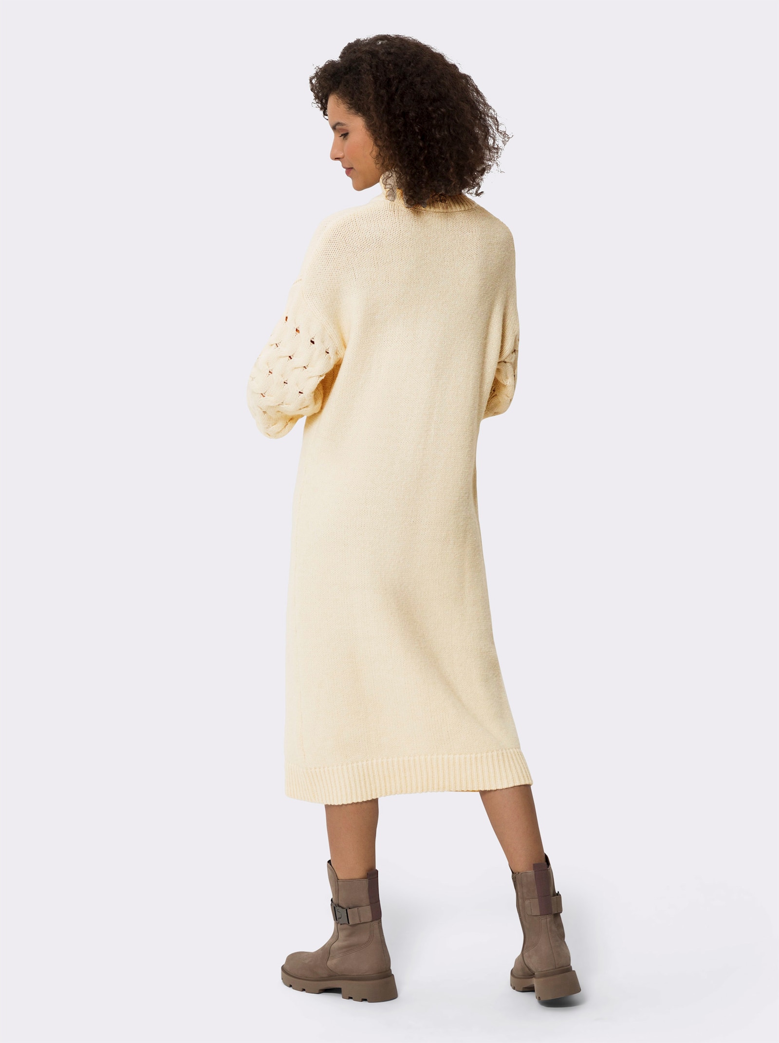 heine Gebreide jurk met details met ajourpatroon - champagne/ivoor gemêleerd