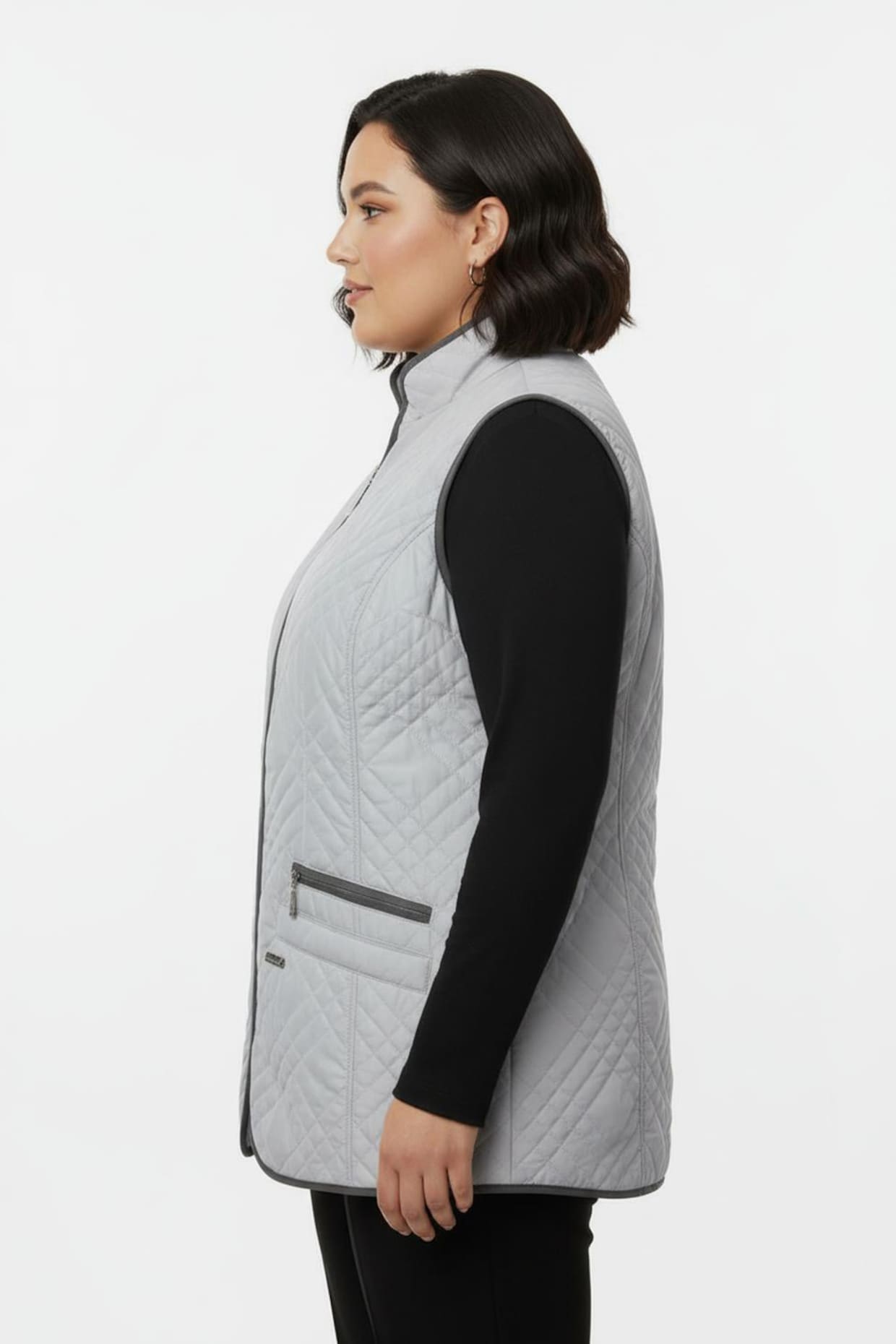 Steppweste mit Reißverschluss-Taschen - hellgrau