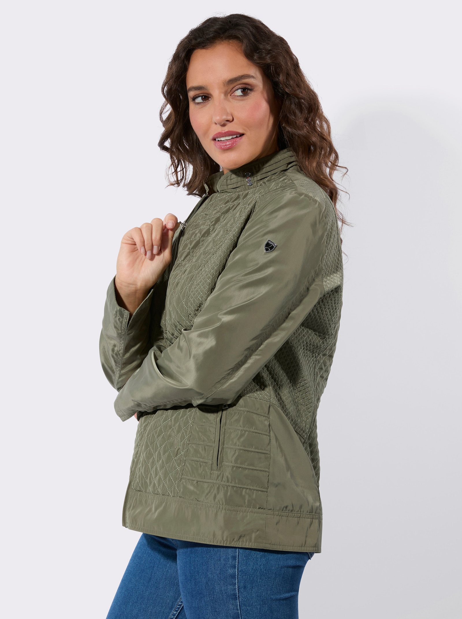 Steppjacke mit verdeckten Reißverschluss-Taschen - khaki
