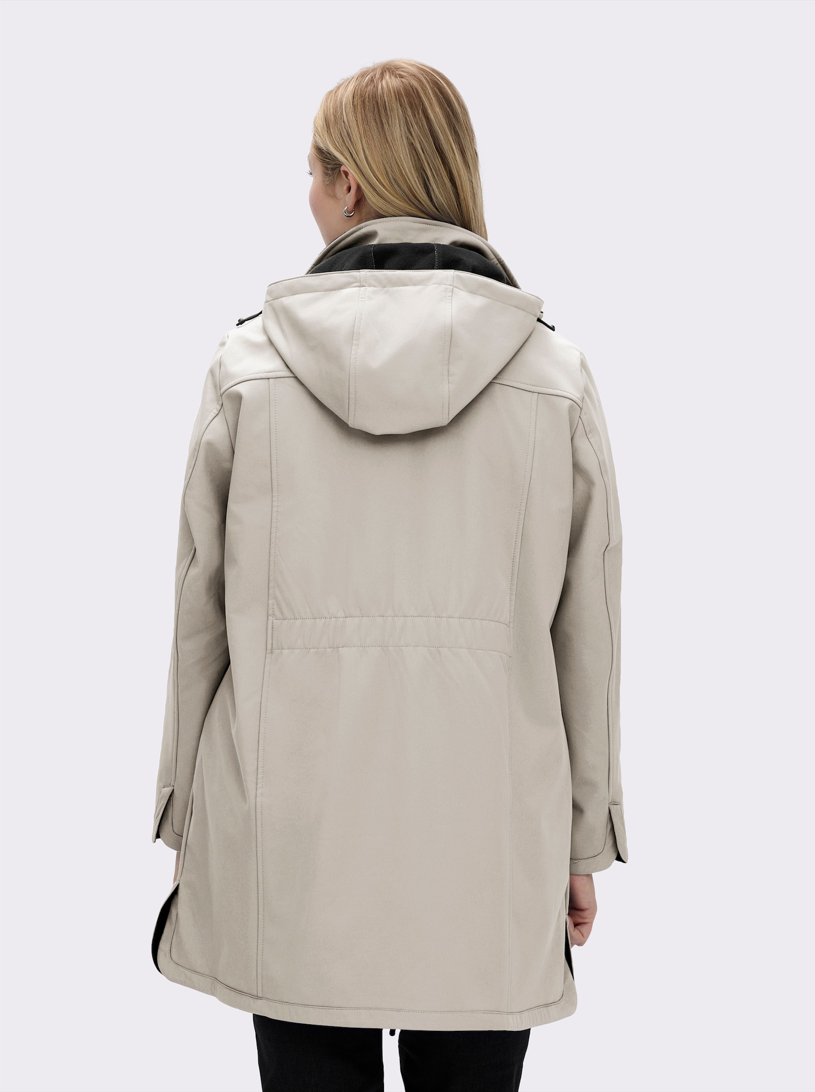 Softshelljacke mit Gummizug im Rücken - stein