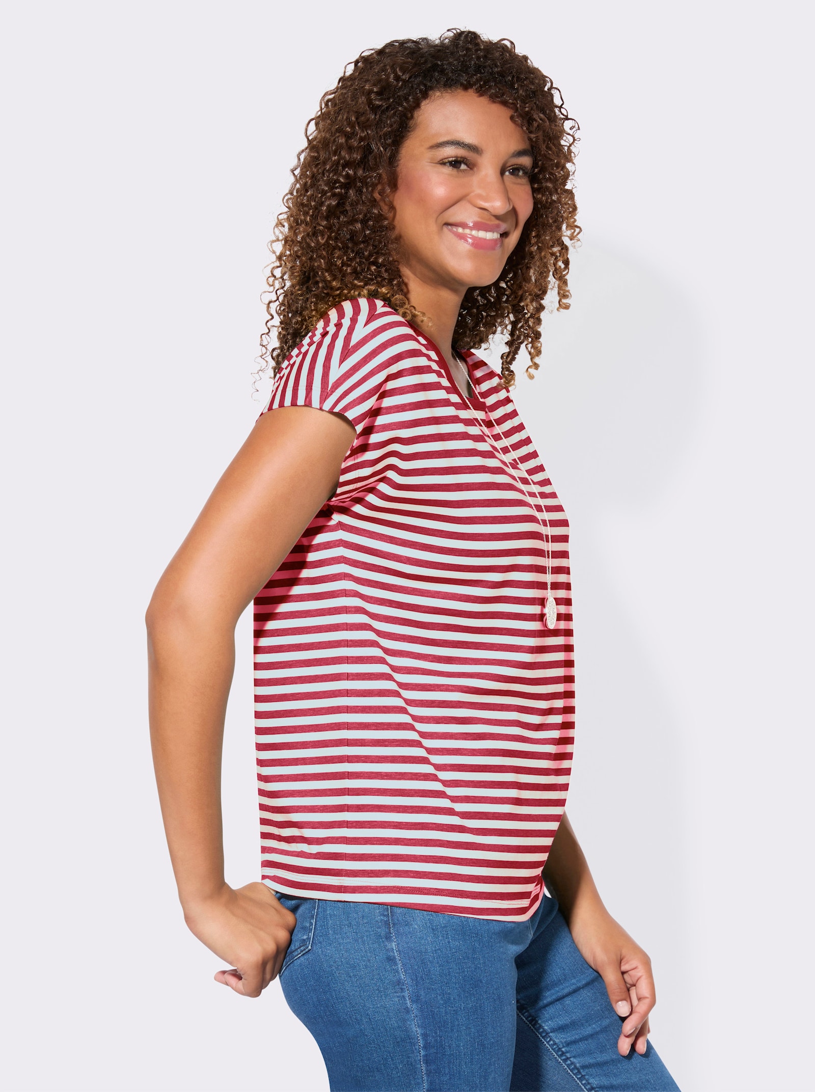 Shirt-Set mit überschnittenen Schultern - rot