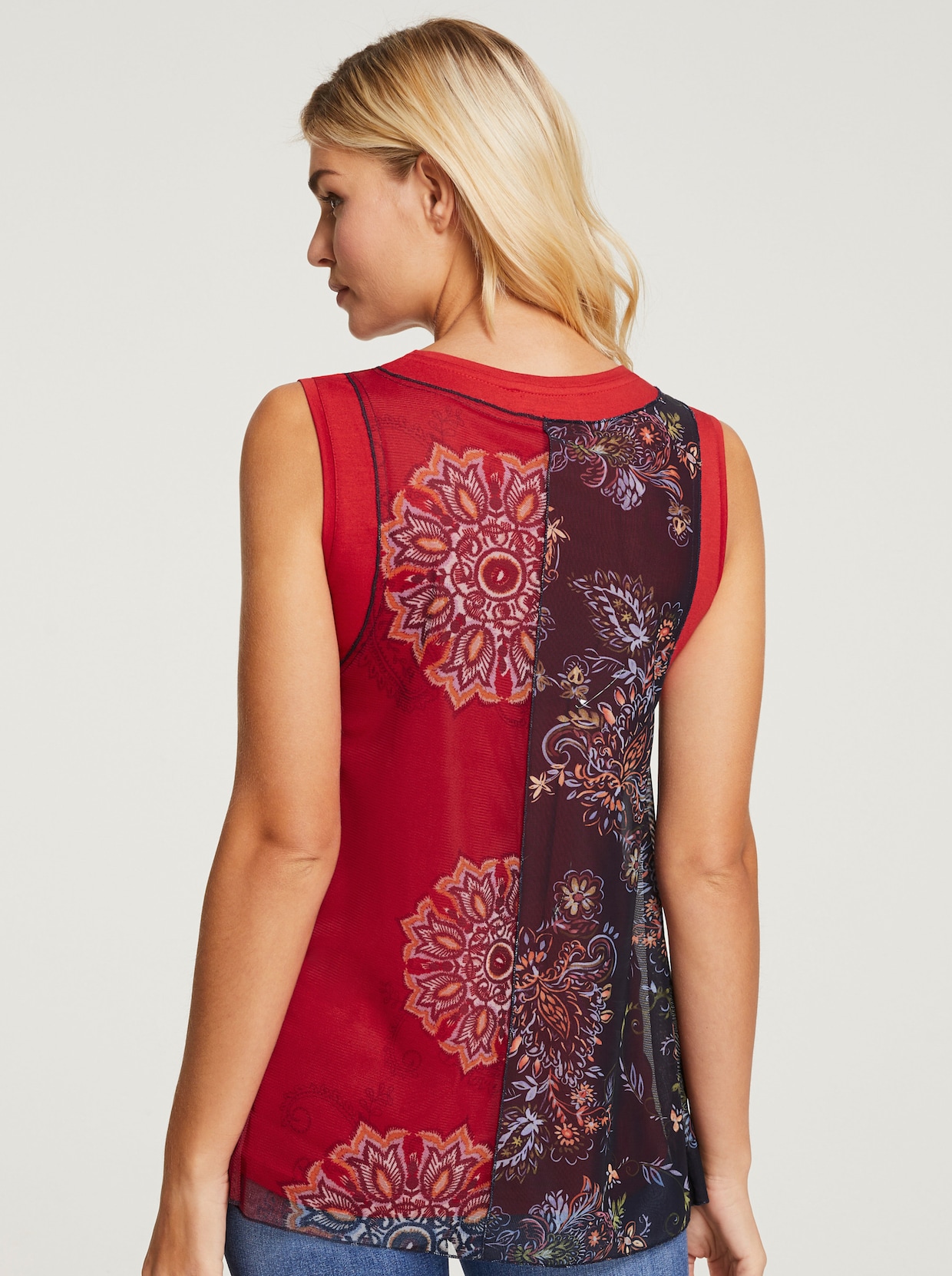 heine Top met print - marine/rood