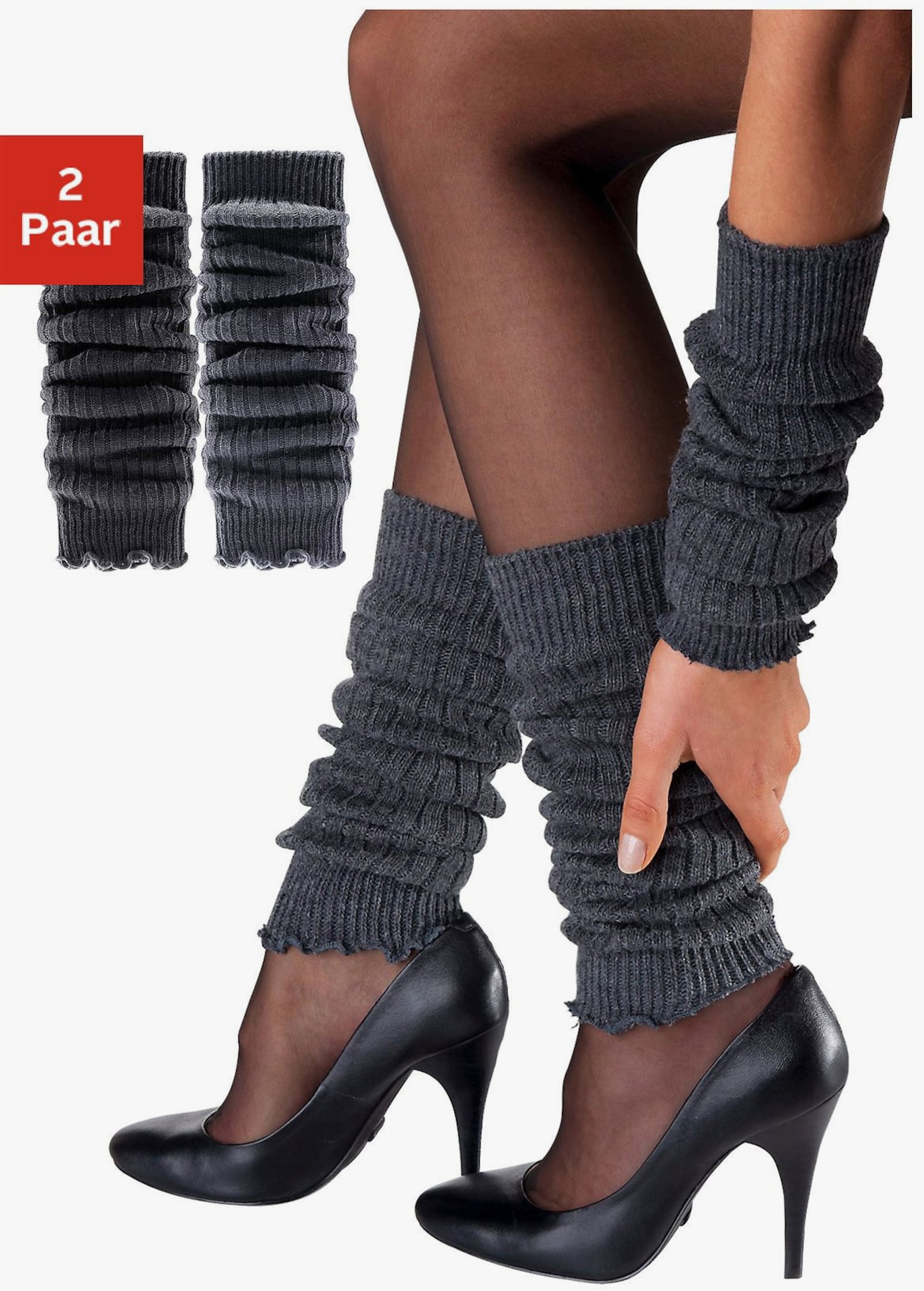 Lavana Beenwarmers - zwart, grijs gemêleerd