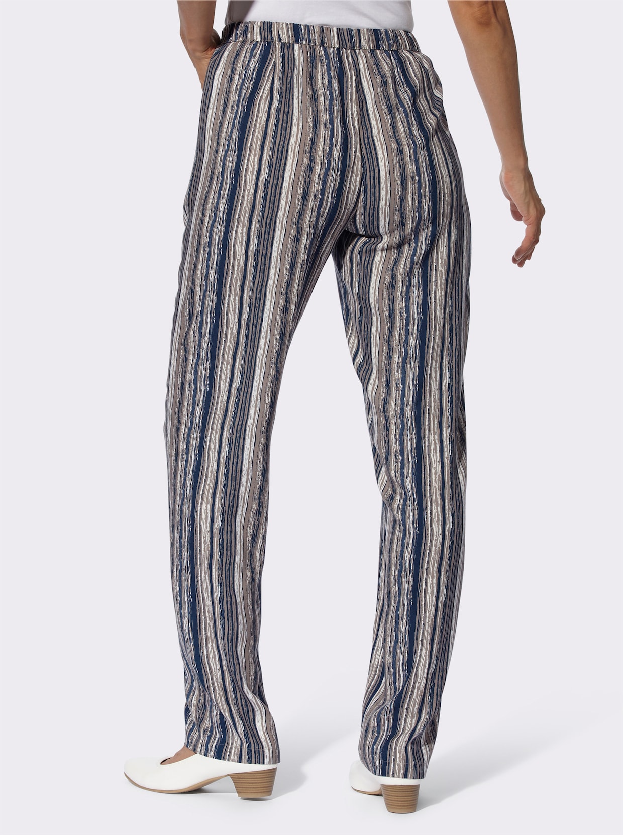 comfortbroek - taupe + taupe bedrukt