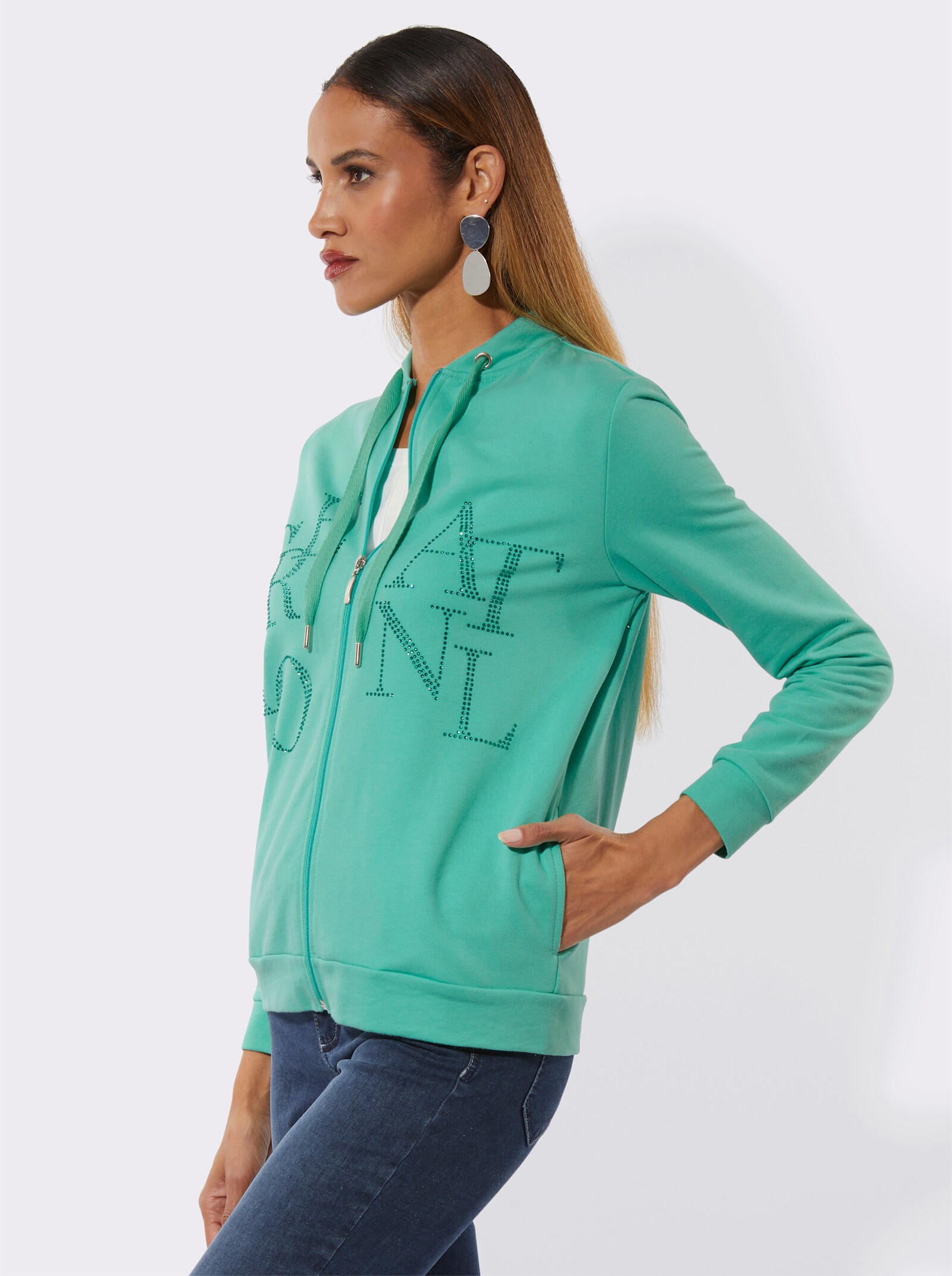 Shirtjacke mit Nahttaschen - blaugrün