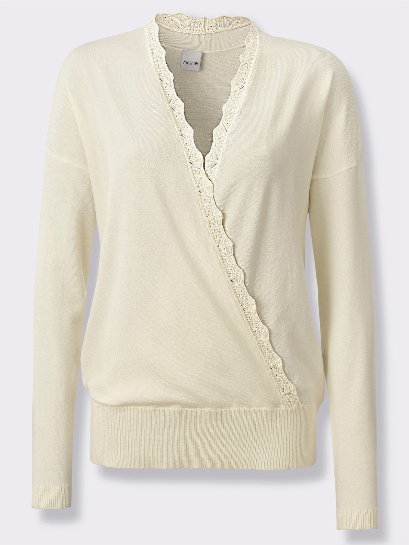 heine Feinstrickpullover in Wickel-Optik - champagner