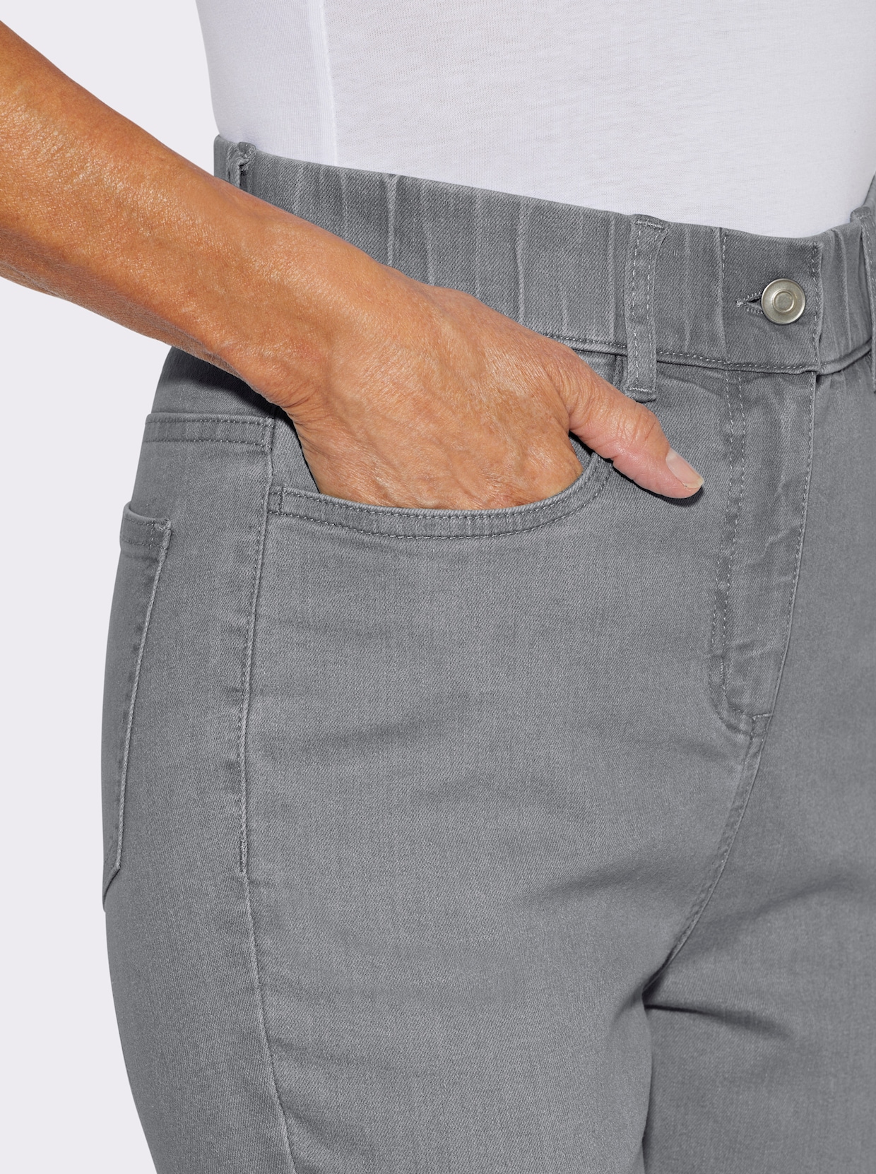 Jeans mit Rundum-Dehnbund - grey denim