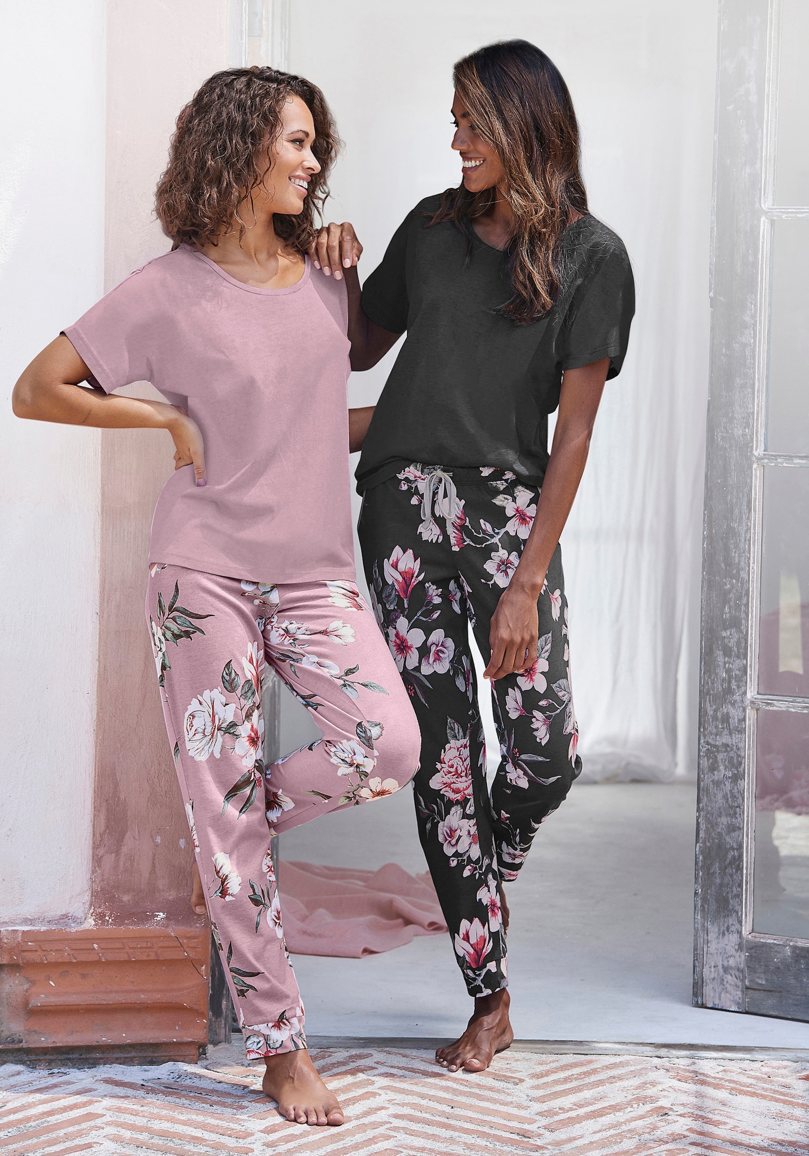 Vivance Dreams Pyjama - mauve + schwarz