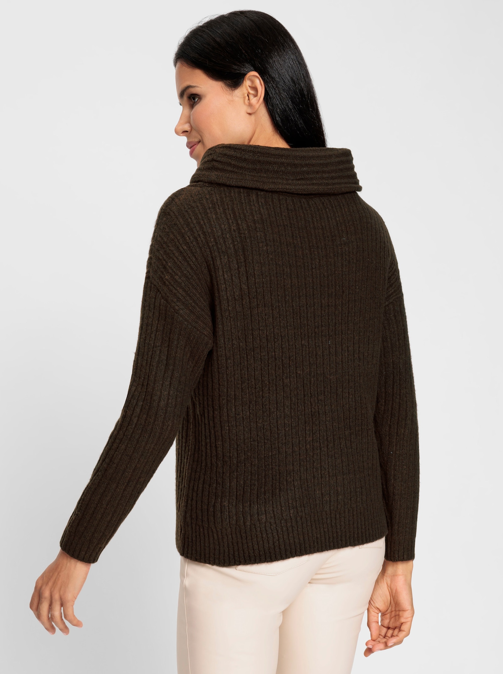 heine Strickpullover mit halsfernem Rollkragen - schoko