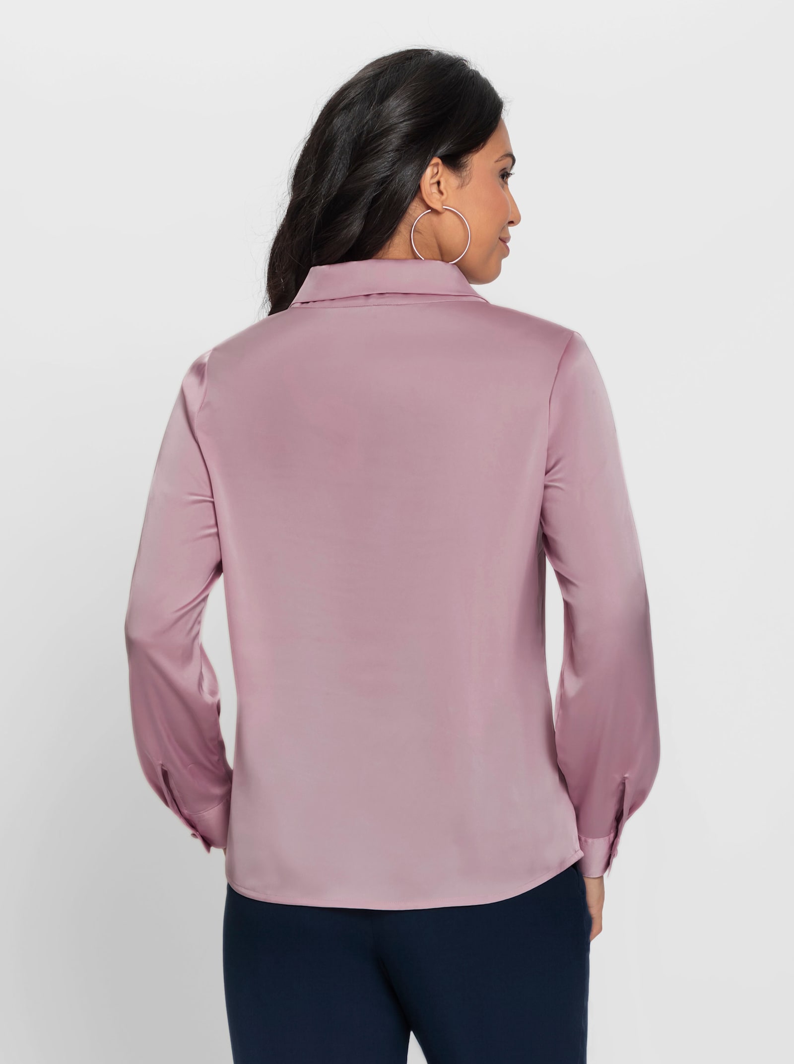 Satinbluse mit Schalkragen - rosé