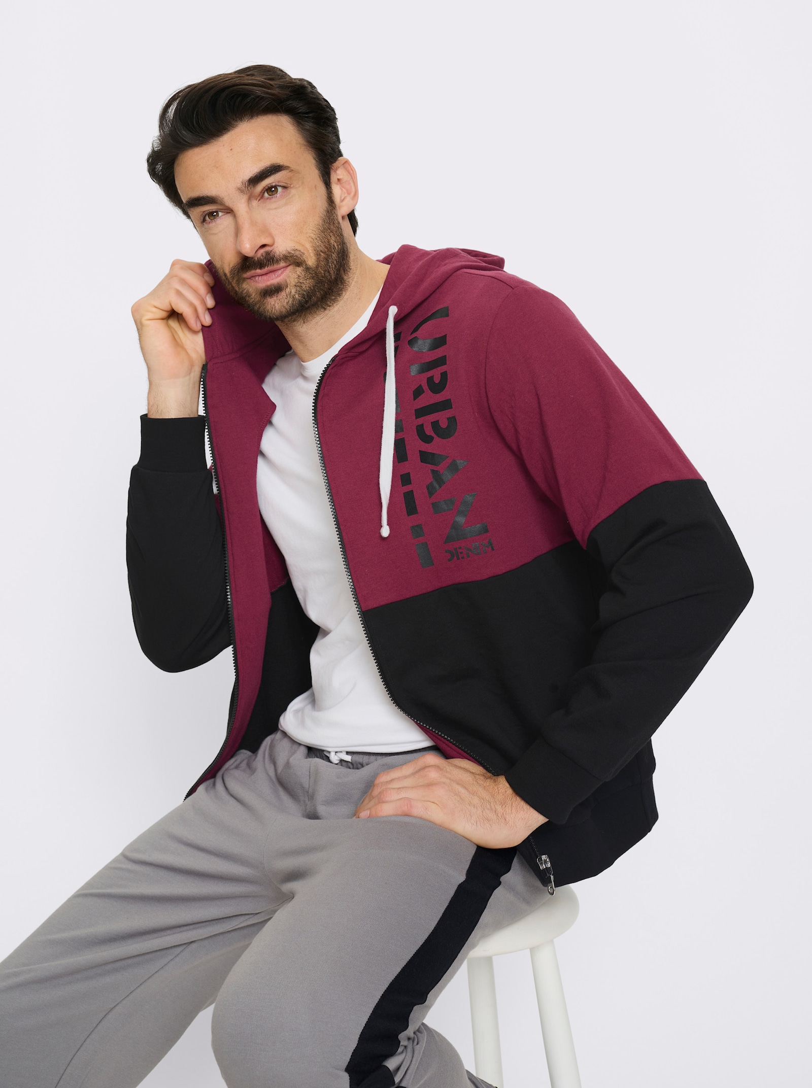 Catamaran Sports Sweatjacke mit weitenregulierbarer Kapuze - bordeaux-schwarz