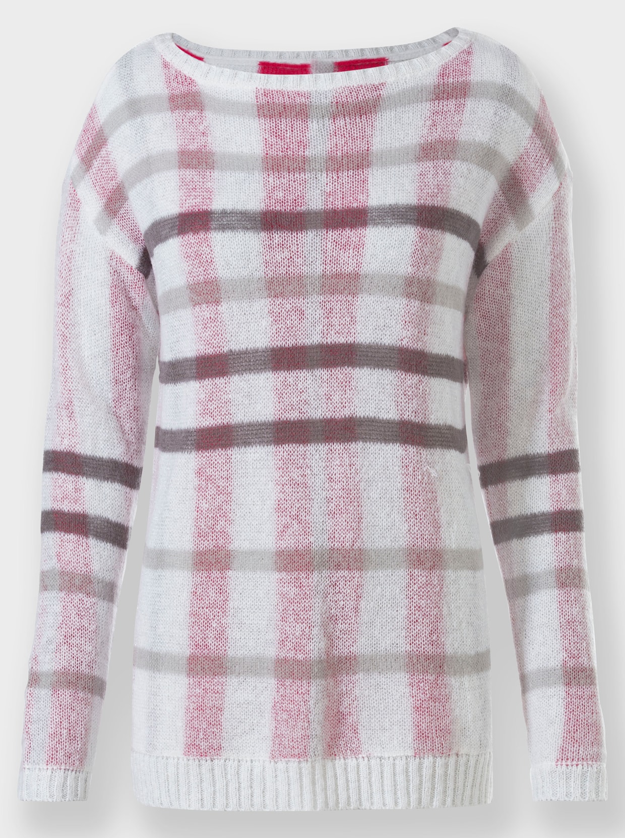 heine Pullover - ecru/pink geruit