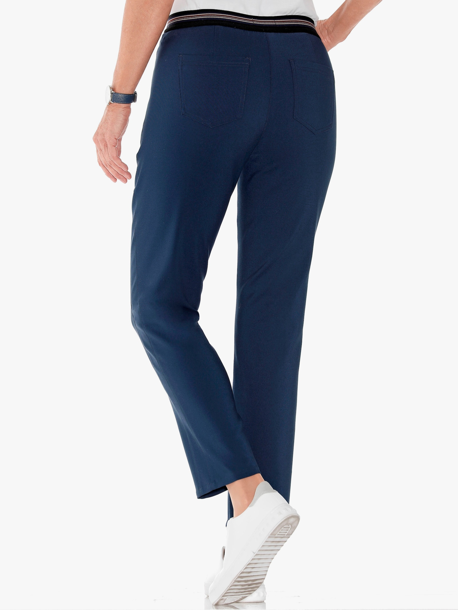 Comfortbroek met ritszakken - donkerblauw