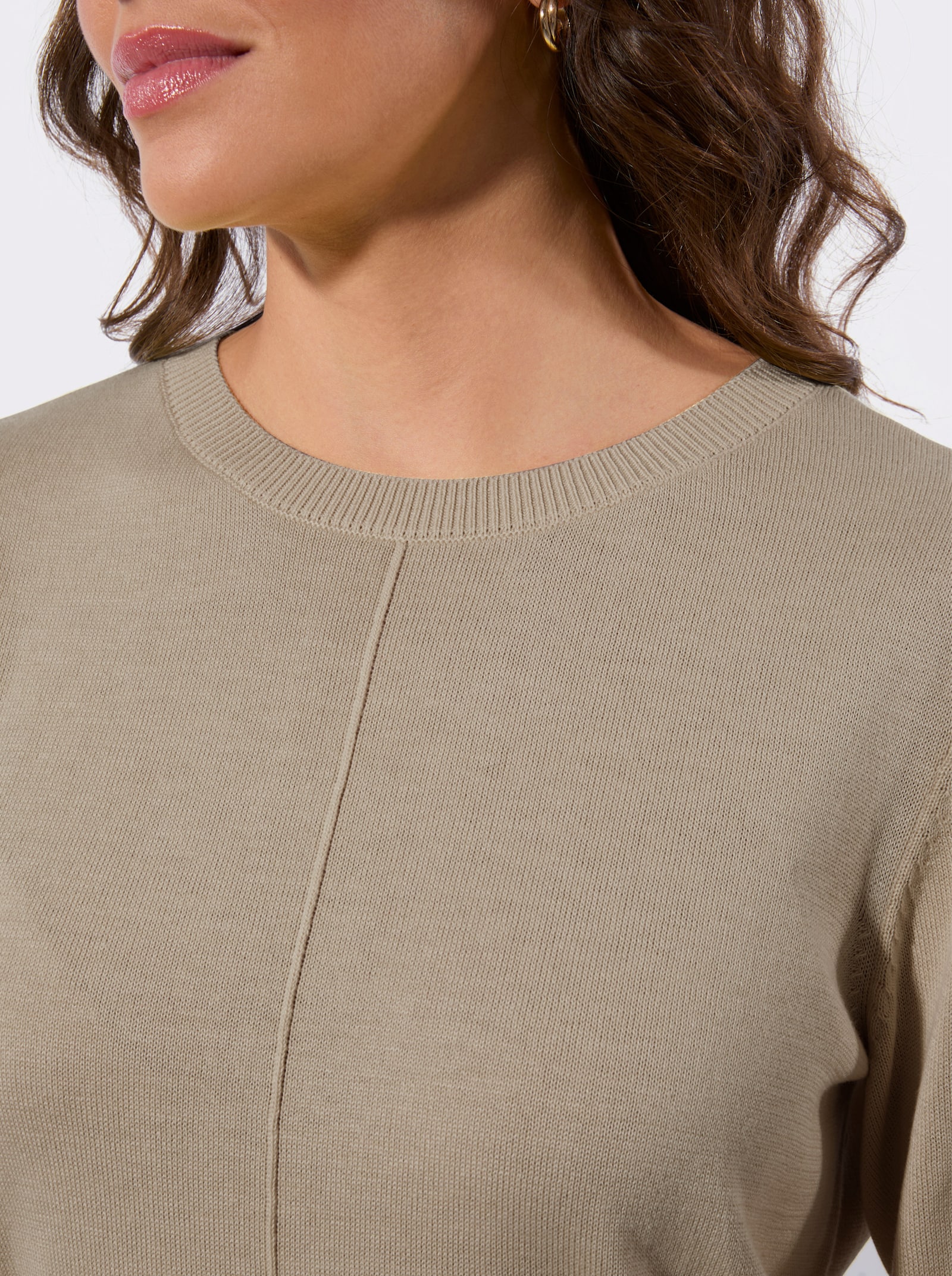 Langarm-Pullover - sesam