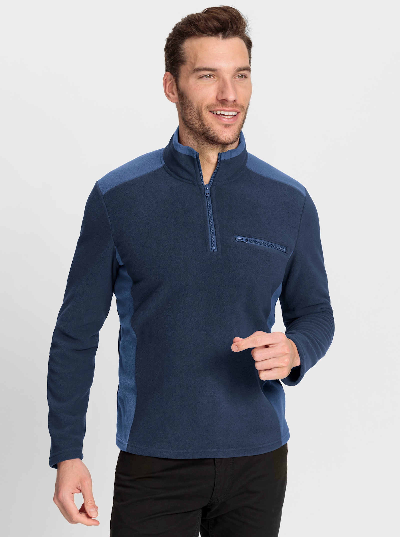 Catamaran Fleeceshirt mit Reißverschluss-Brusttasche - dunkelblau