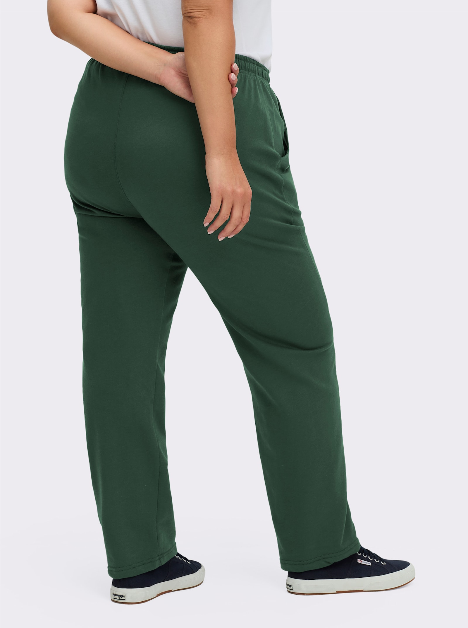Jerseyhose mit Tunnelzug und Bindeband - moos