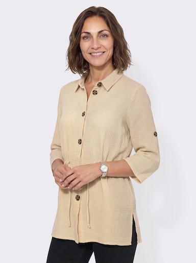 Blusenjacke mit Krempelärmeln - sand
