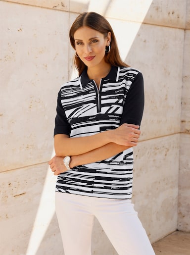 Polopullover - schwarz-weiß-gemustert