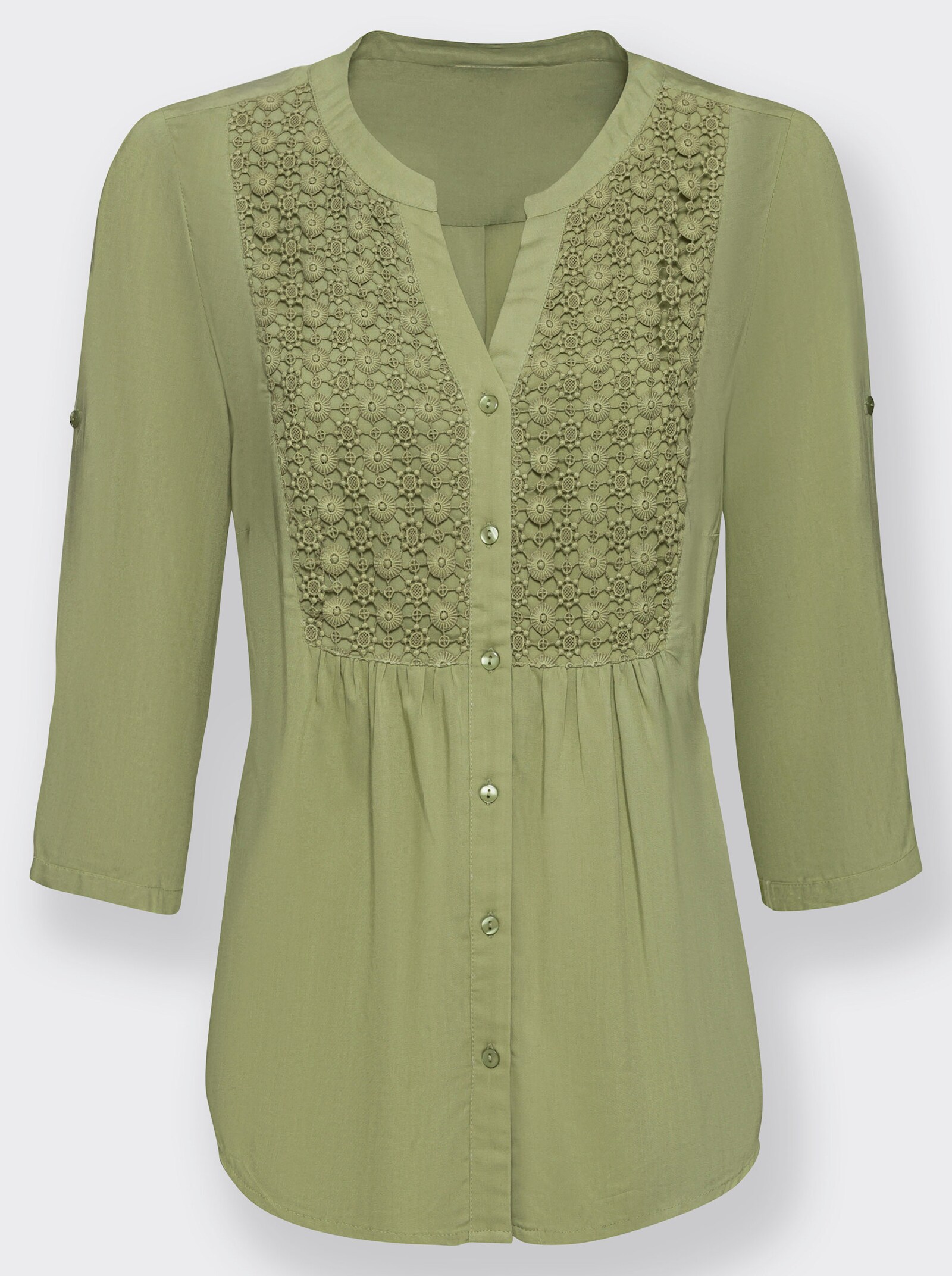 Tunika s kvetinovou výšivkou - trstinová