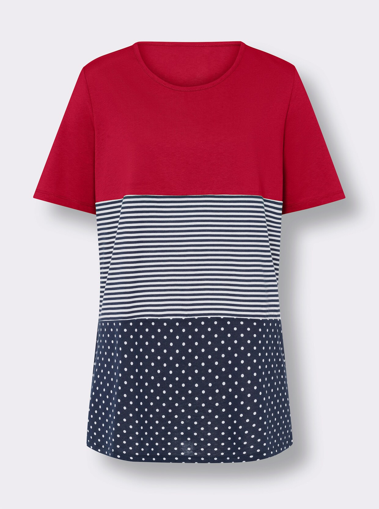 Lang shirt - rood/marine geprint