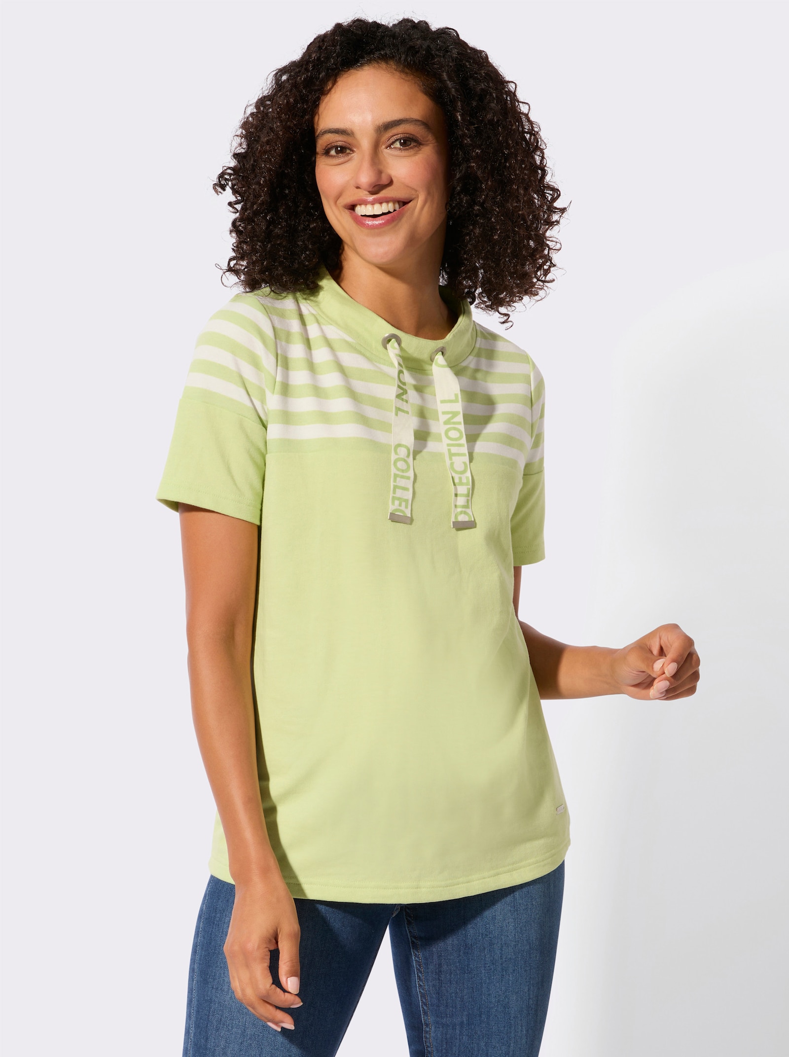 Sweatshirt mit platziertem Druckmuster - pistazie-ecru