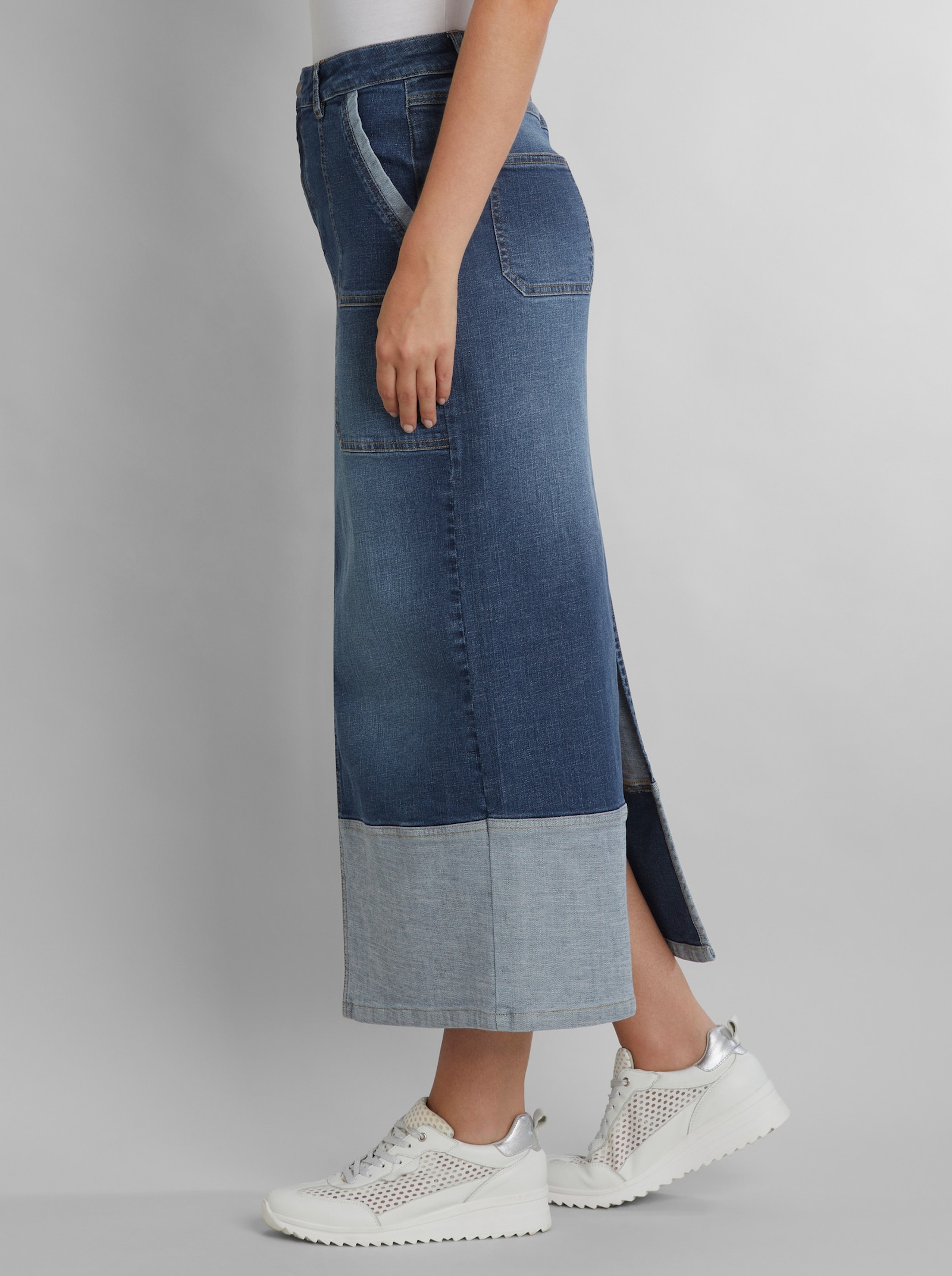 heine Jeansrock in Kontrast-Optik - blue-bleached