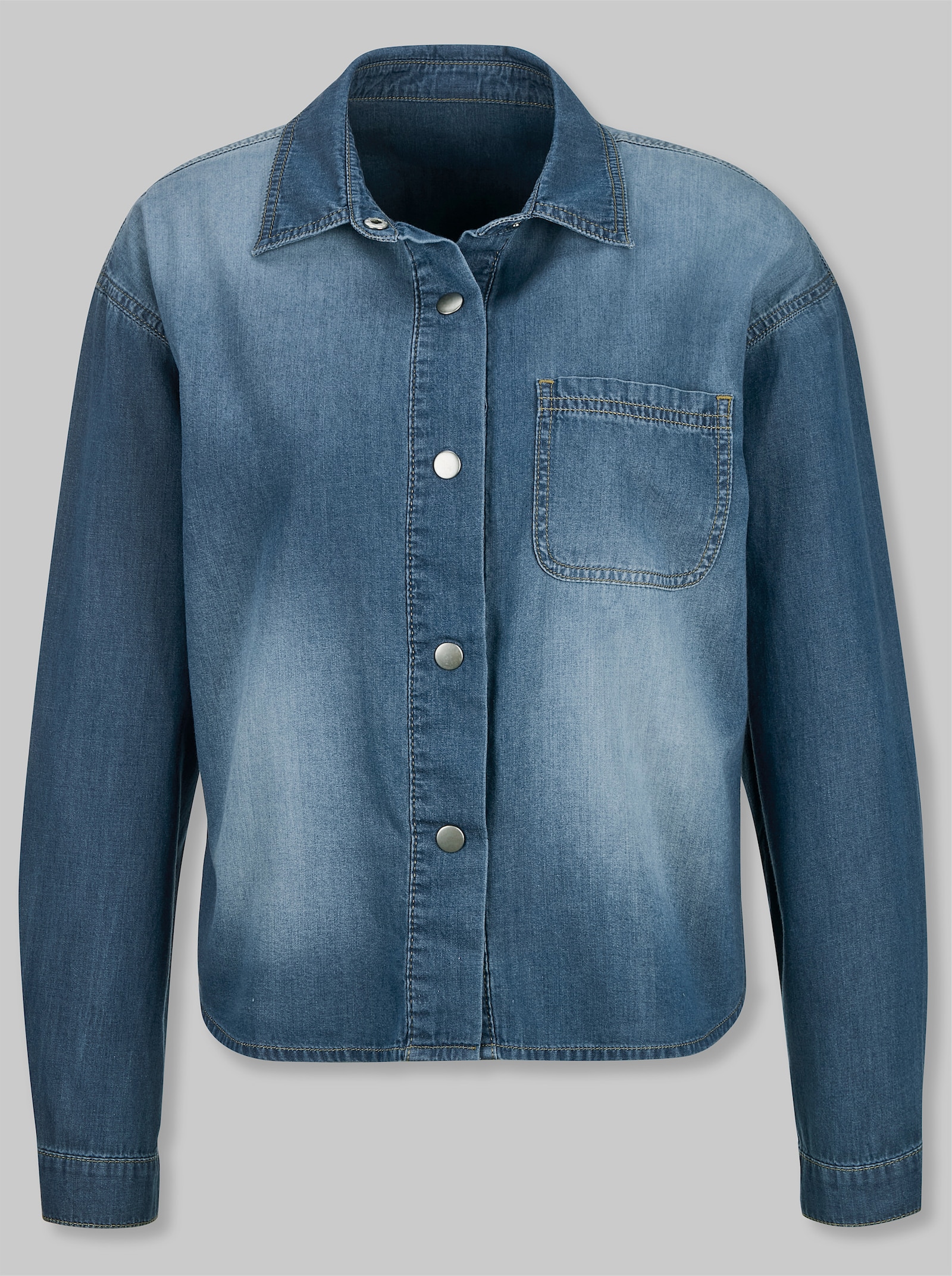 heine Jeansbluse mit Druckknopfleiste - blue-bleached