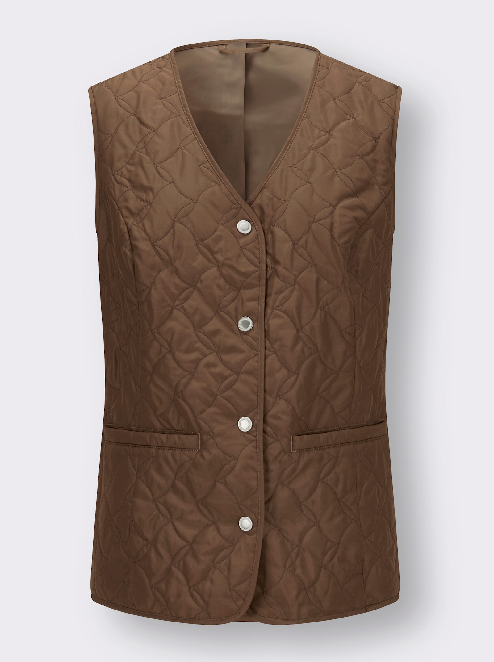 Steppweste mit Leistentaschen - braun