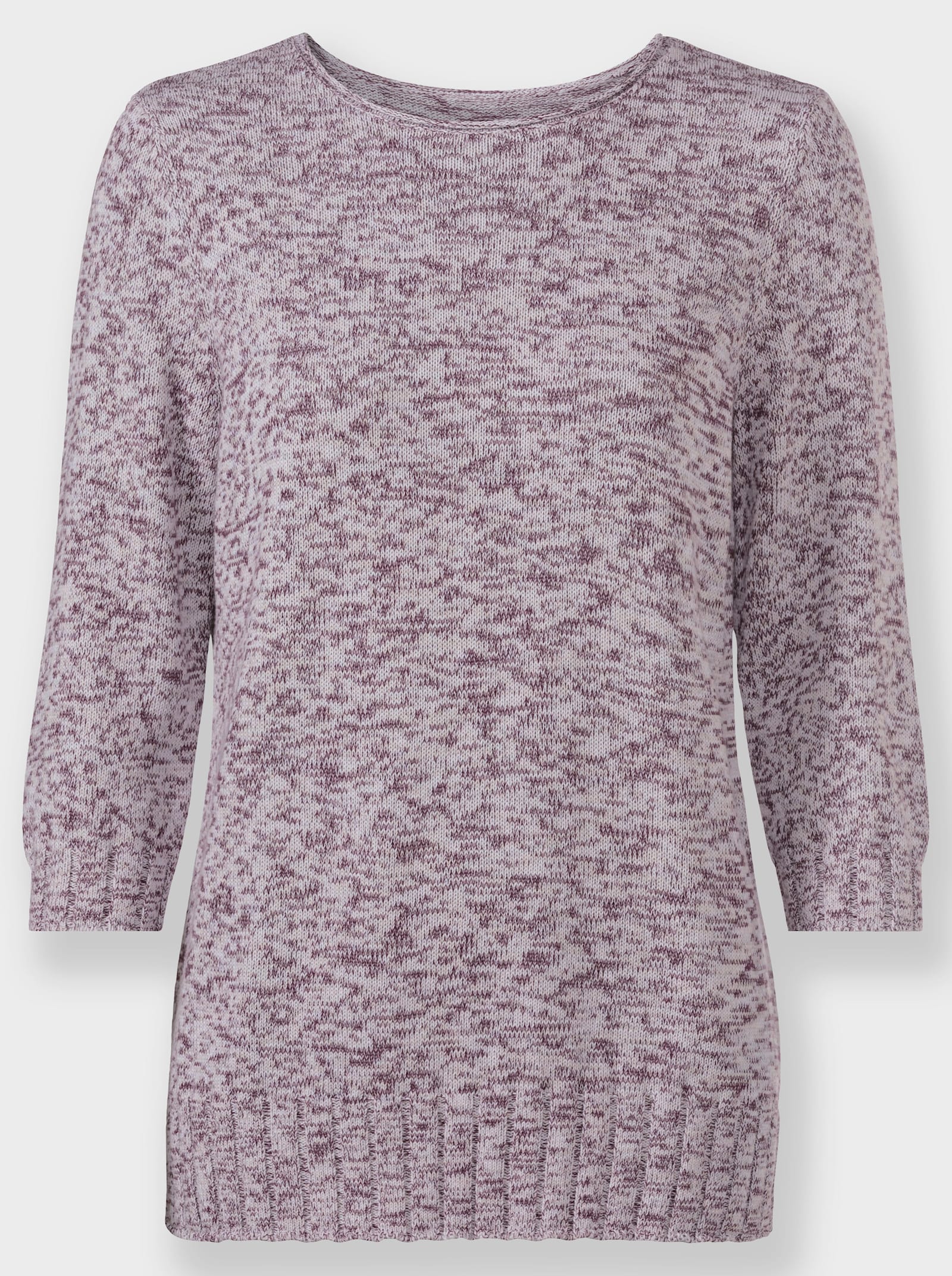 Rundhalspullover in Multicolourgarn - hellrosé-hellgrau-meliert