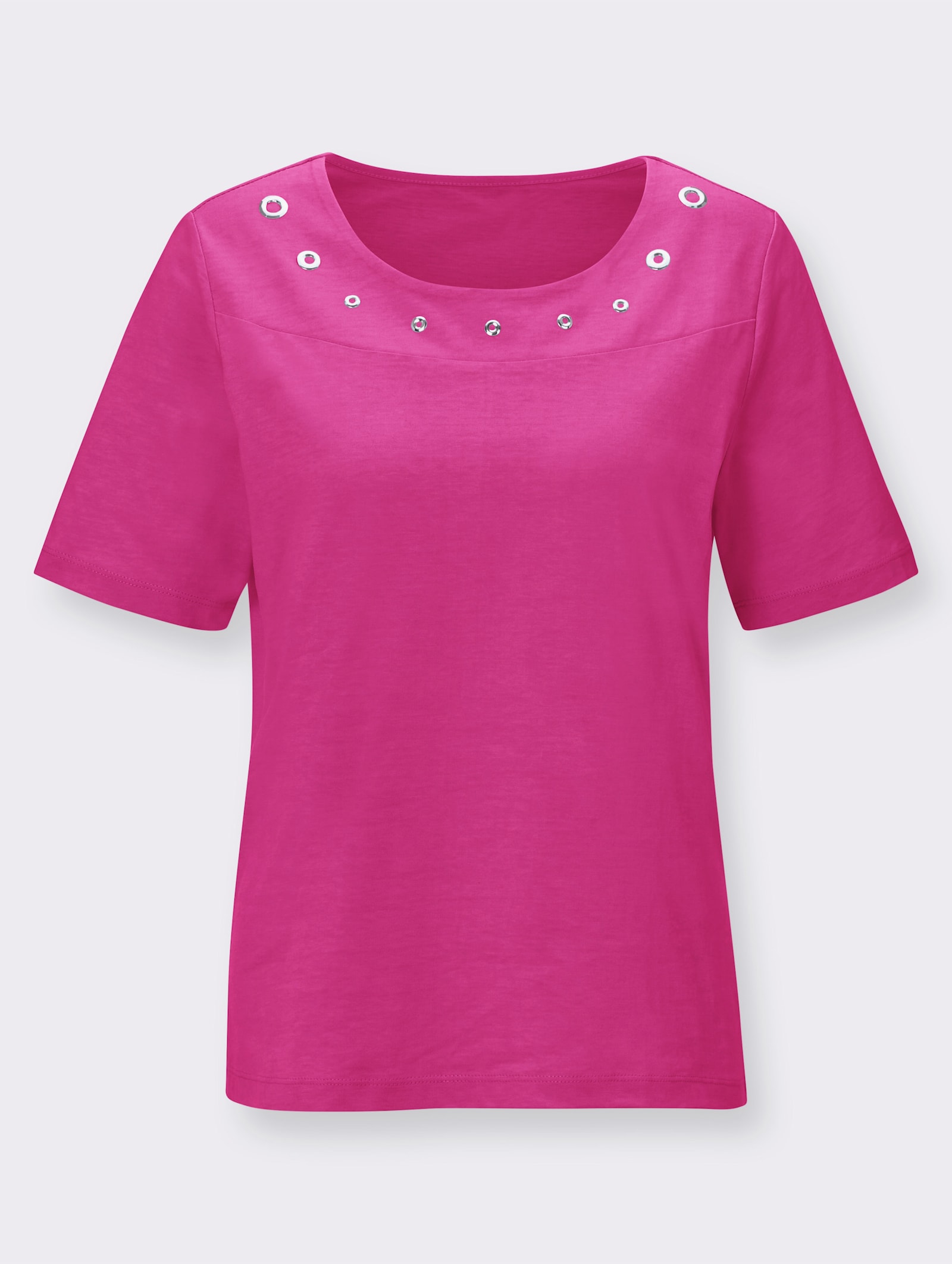 Shirt met korte mouwen en paillettenversiering - fuchsia