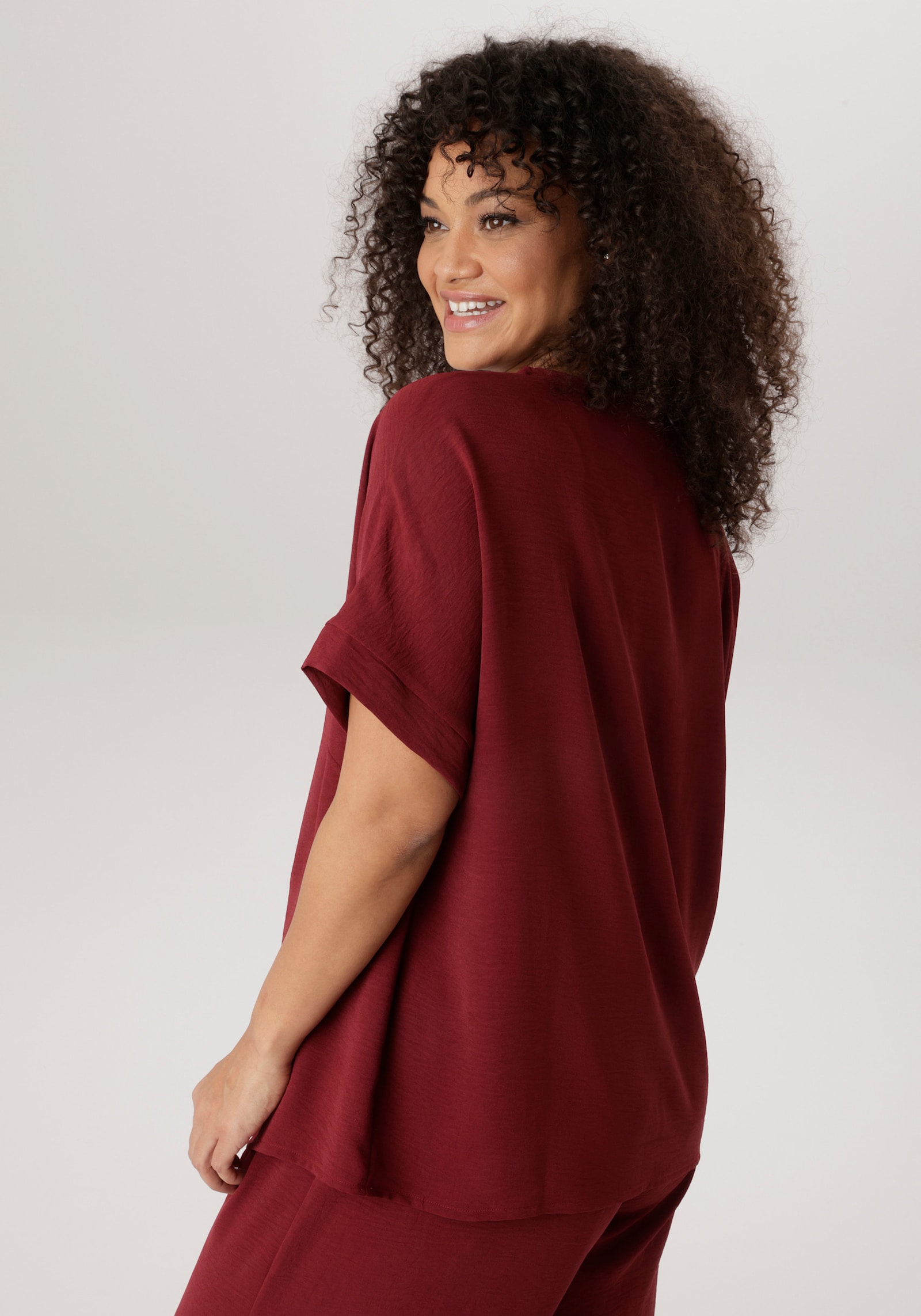 Aniston PLUS Schlupfbluse - dunkelrot
