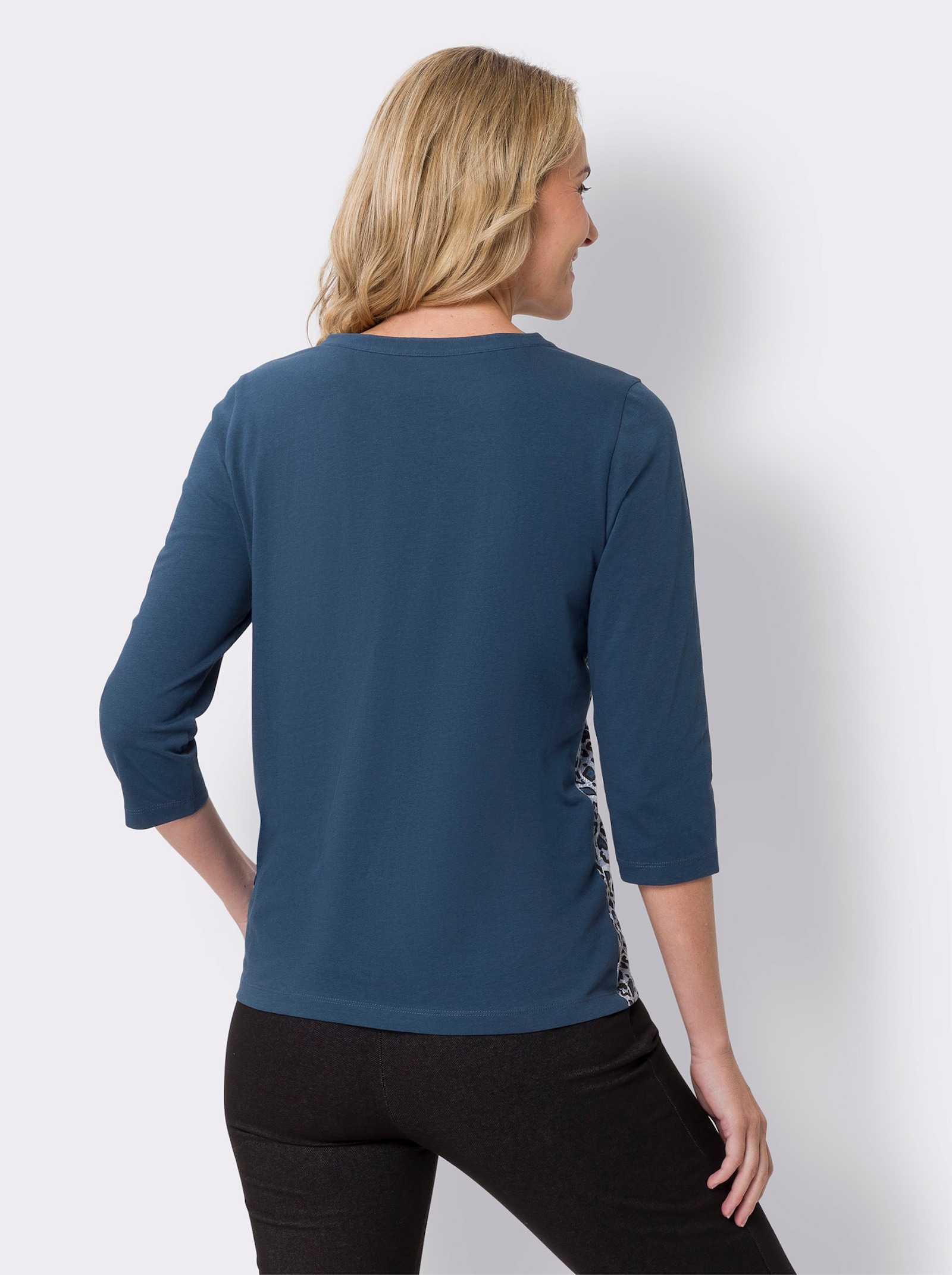 3/4-Arm-Shirt mit Animalprint - dunkelblau-schwarz-bedruckt
