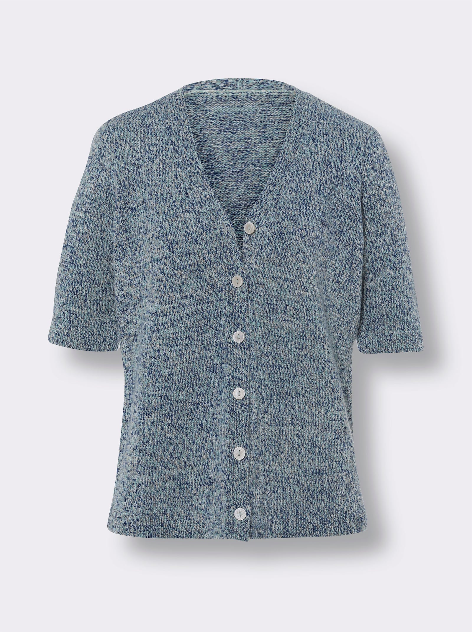 Vest met V-hals - koningsblauw/salie gemêleerd