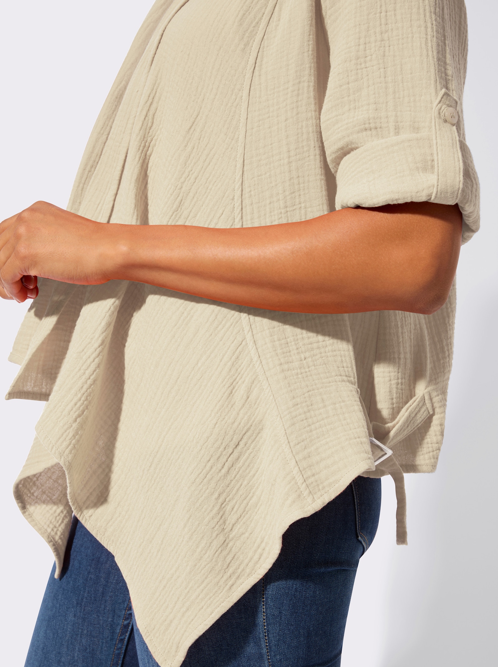 Blusenbolero mit Krempelärmeln - sand