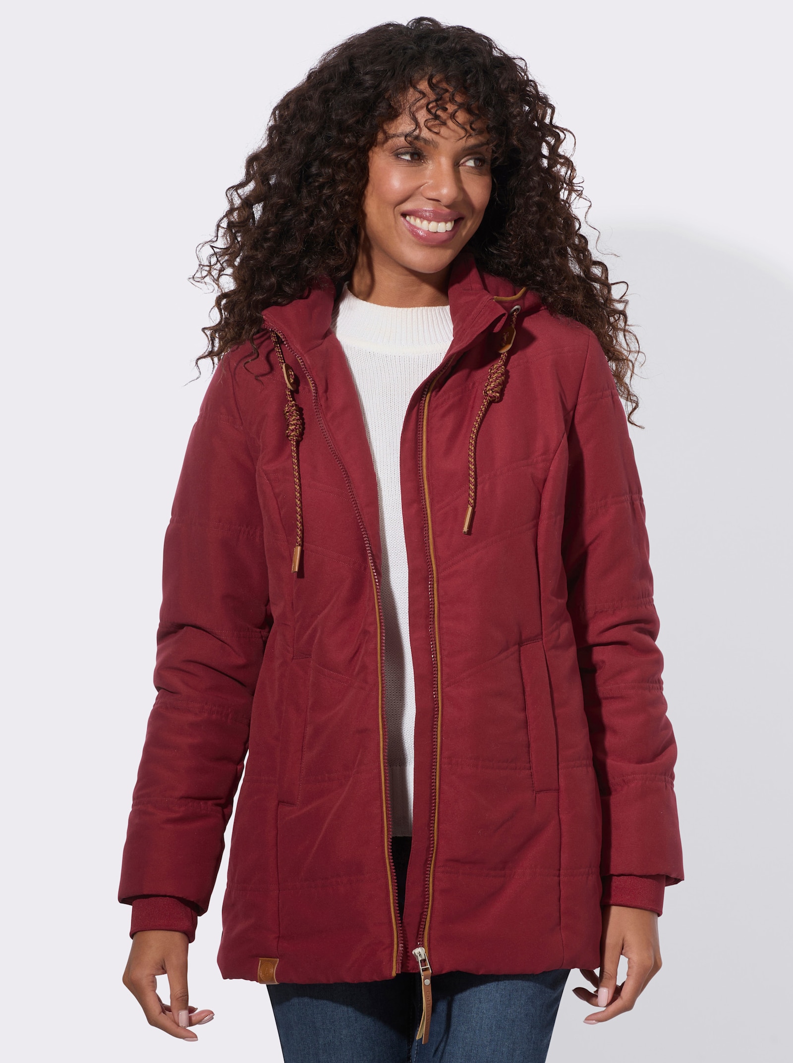 Steppjacke mit Innentasche - dunkelrot