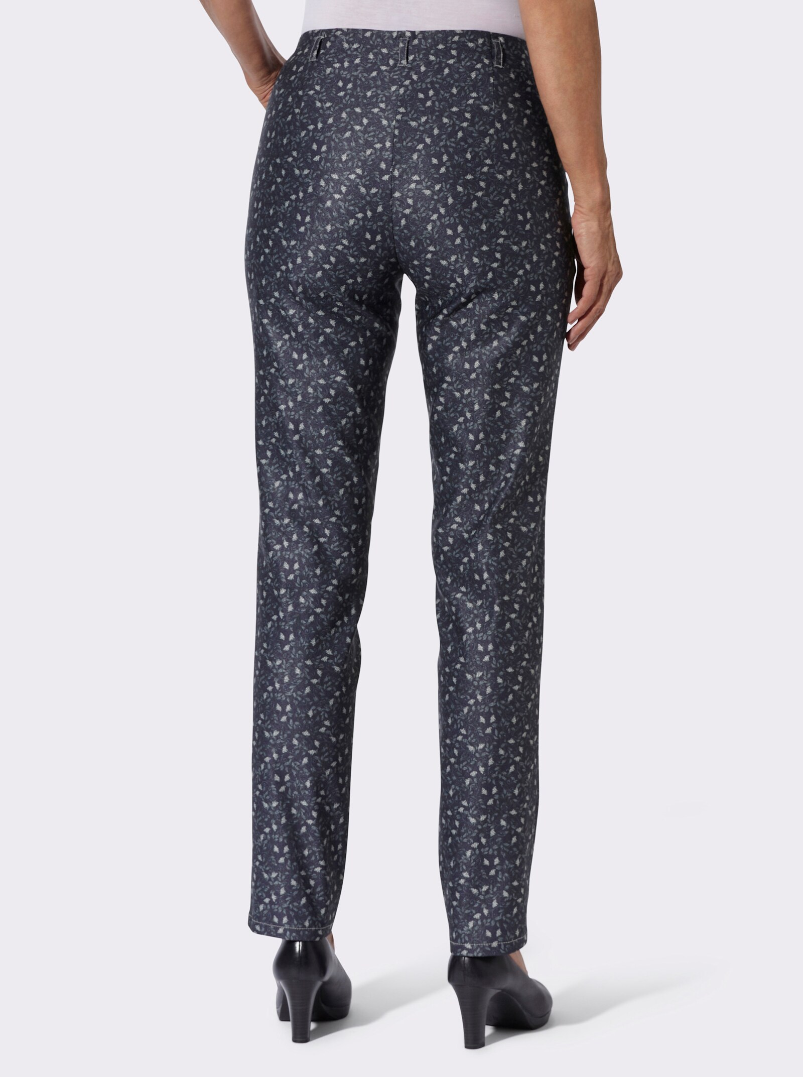 Cosma Schlupfhose mit Blüten- und Blätterdruck - marine-bedruckt