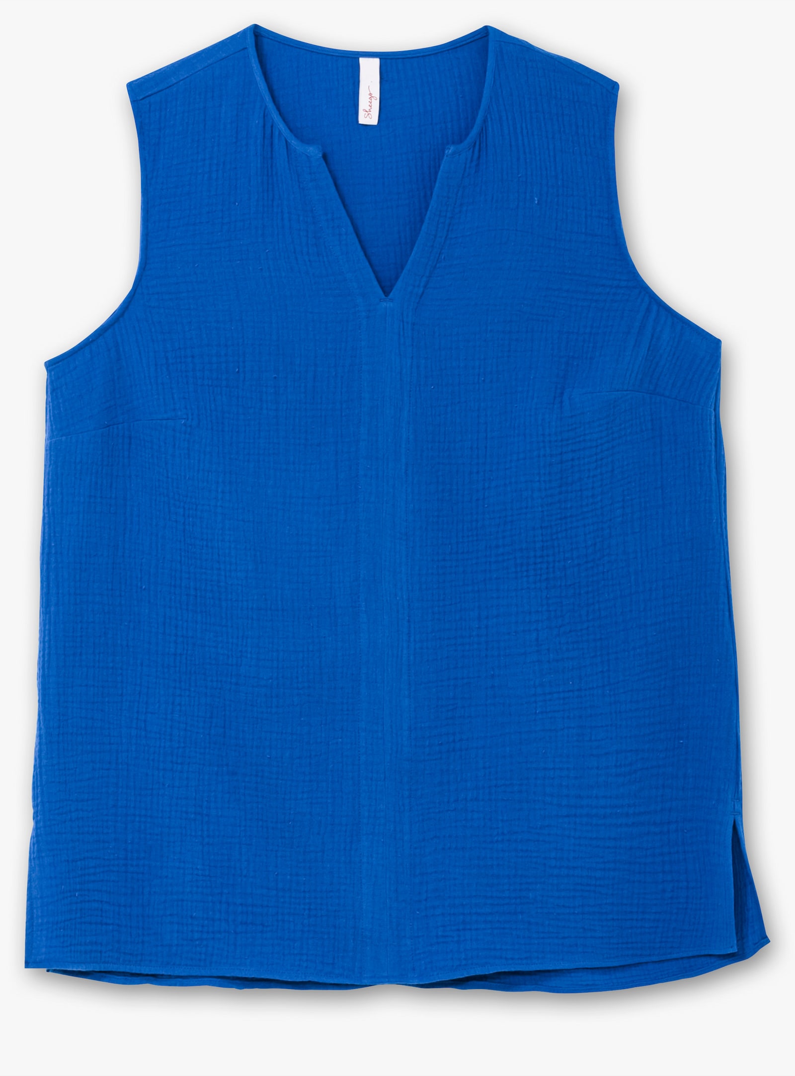 sheego Longtop aus Musselin, mit V-Schlitz - kobaltblau