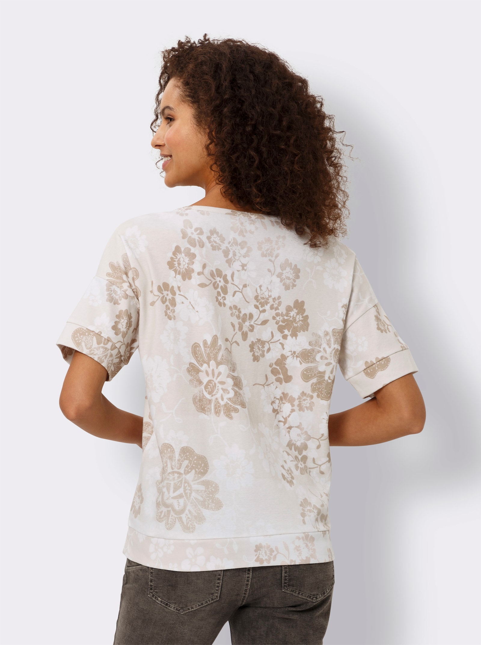 heine Sweatshirt mit Schriftzug - champagner-beige-bedruckt