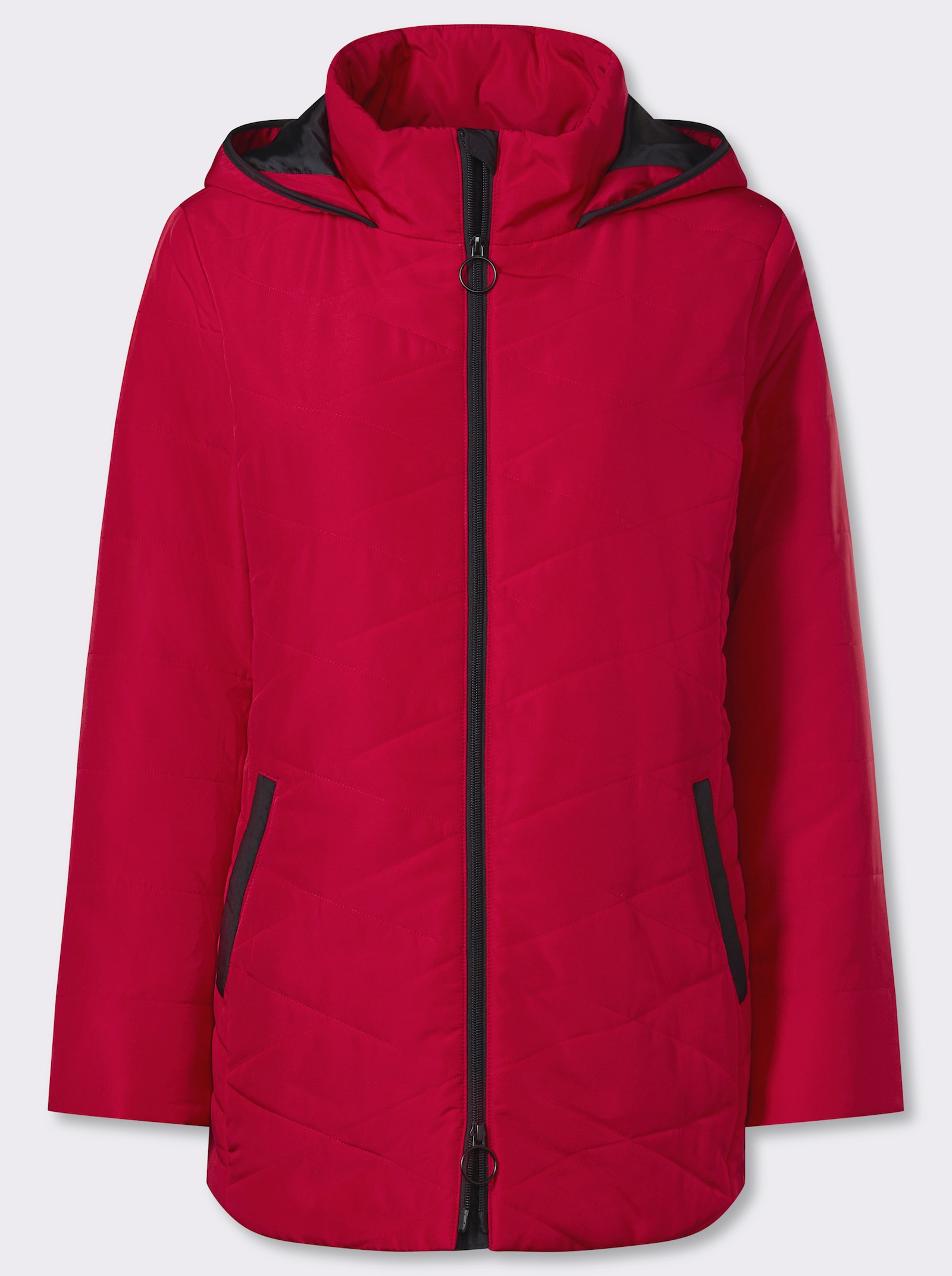 Gewatteerde jas met ruitstiksels - rood