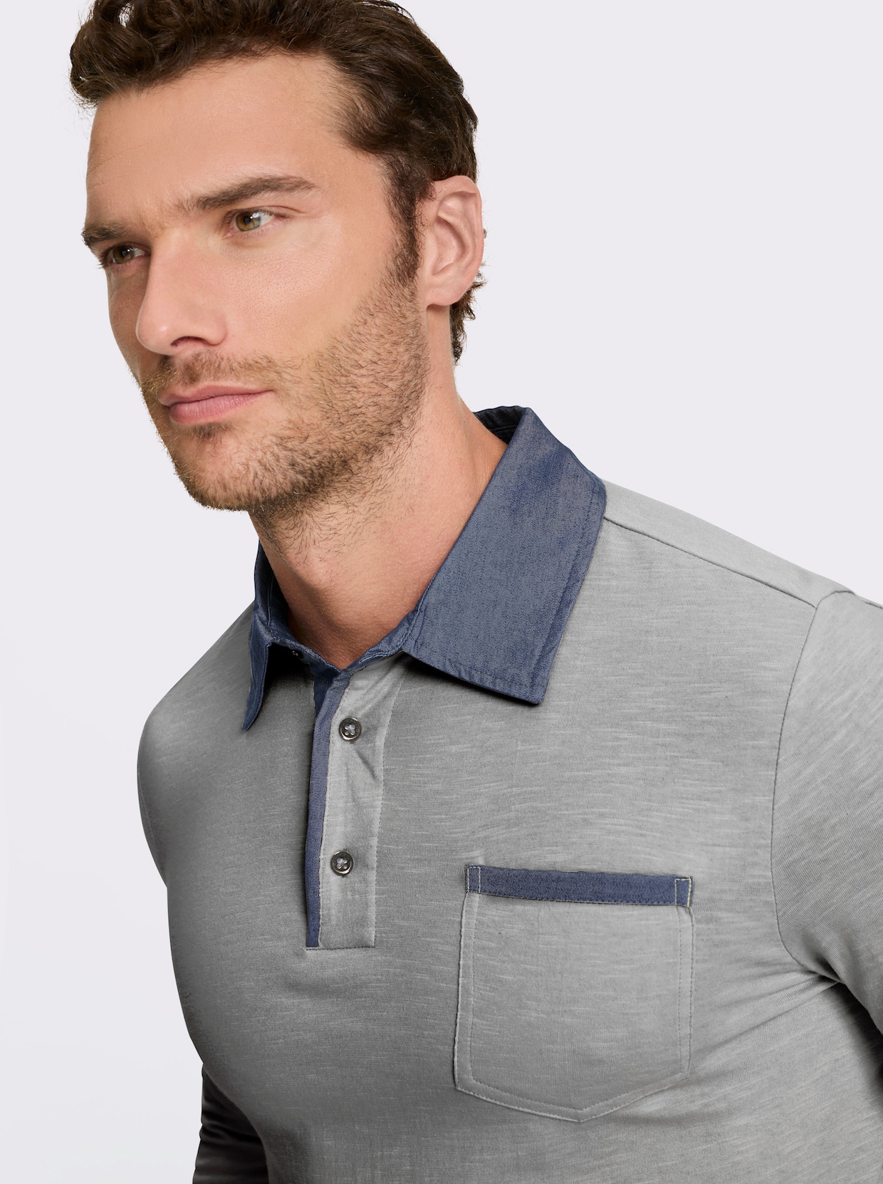 Marco Donati Langarmshirt - grau-meliert