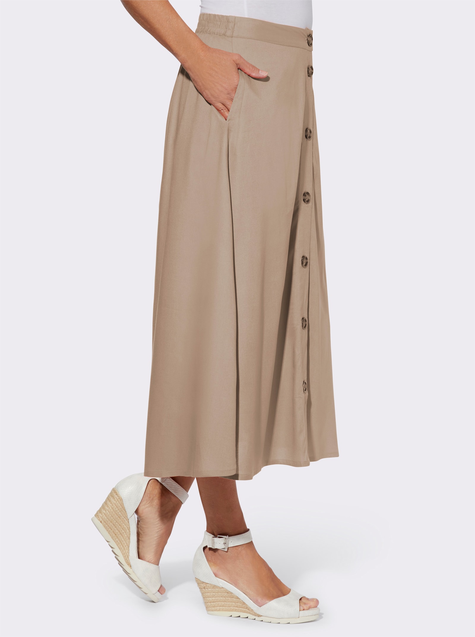 A-lijn-rok van pure viscose - sesam