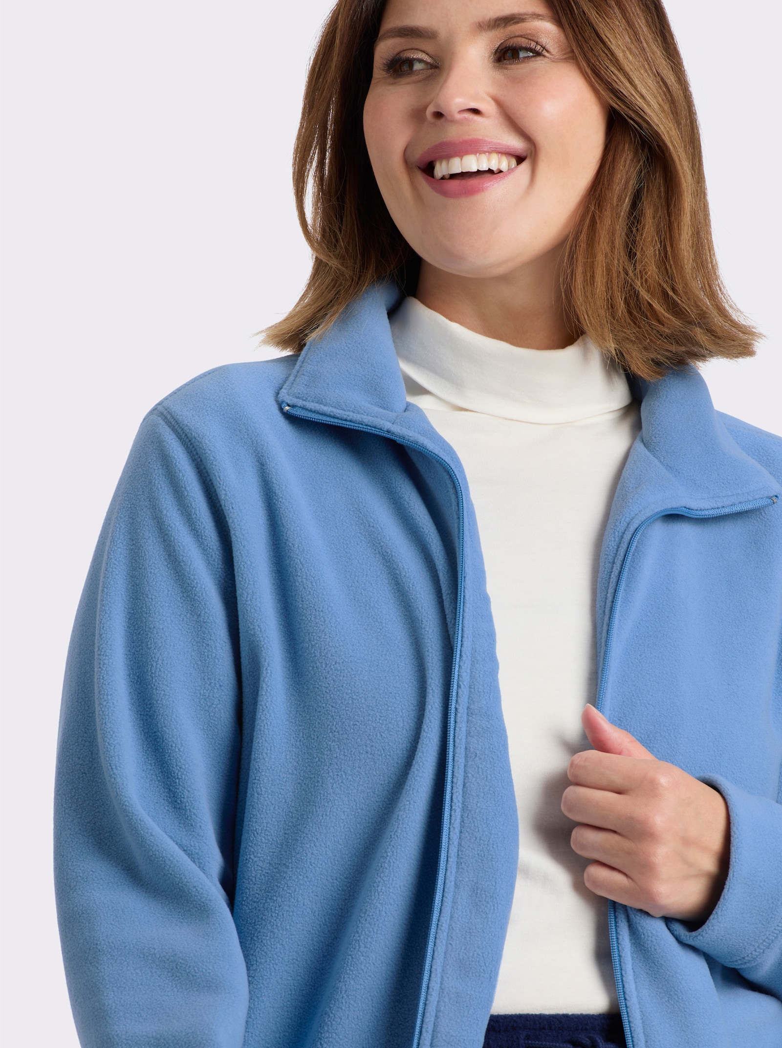 Fleecejacke Kordeldurchzug am Saum - jeansblau