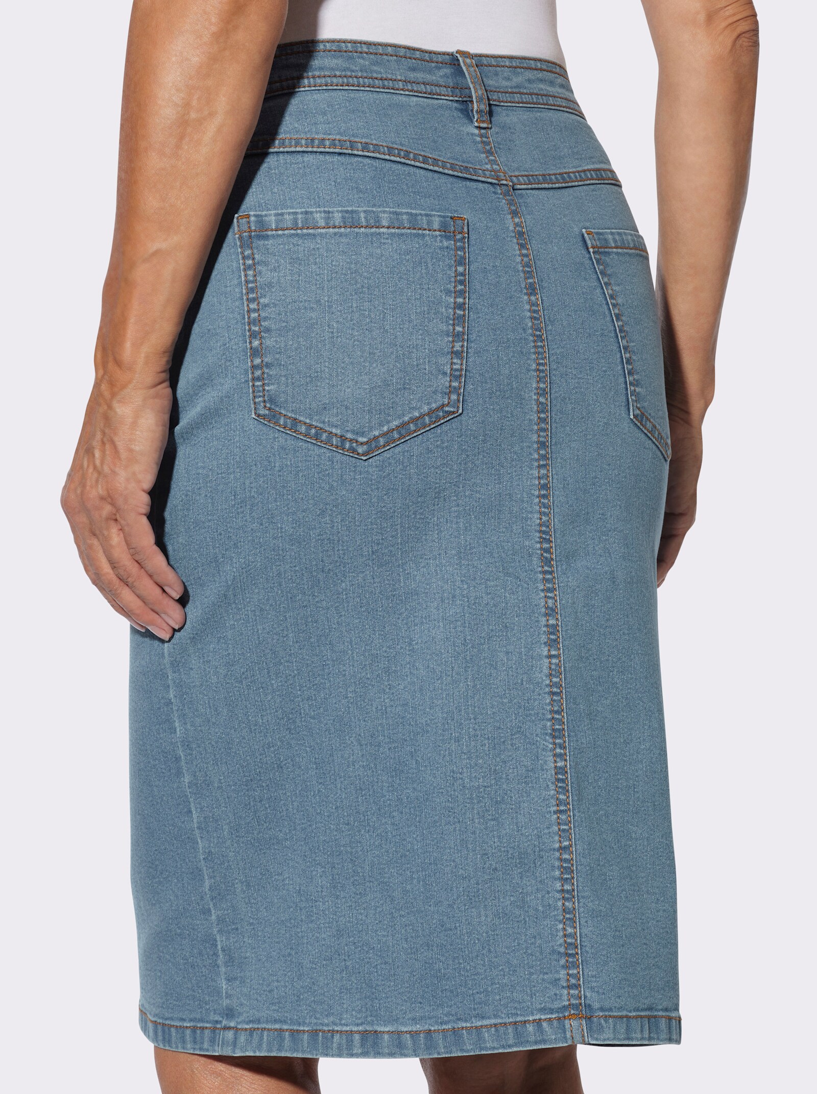 Jeansrock in 5-Pocket-Form - blue-bleached