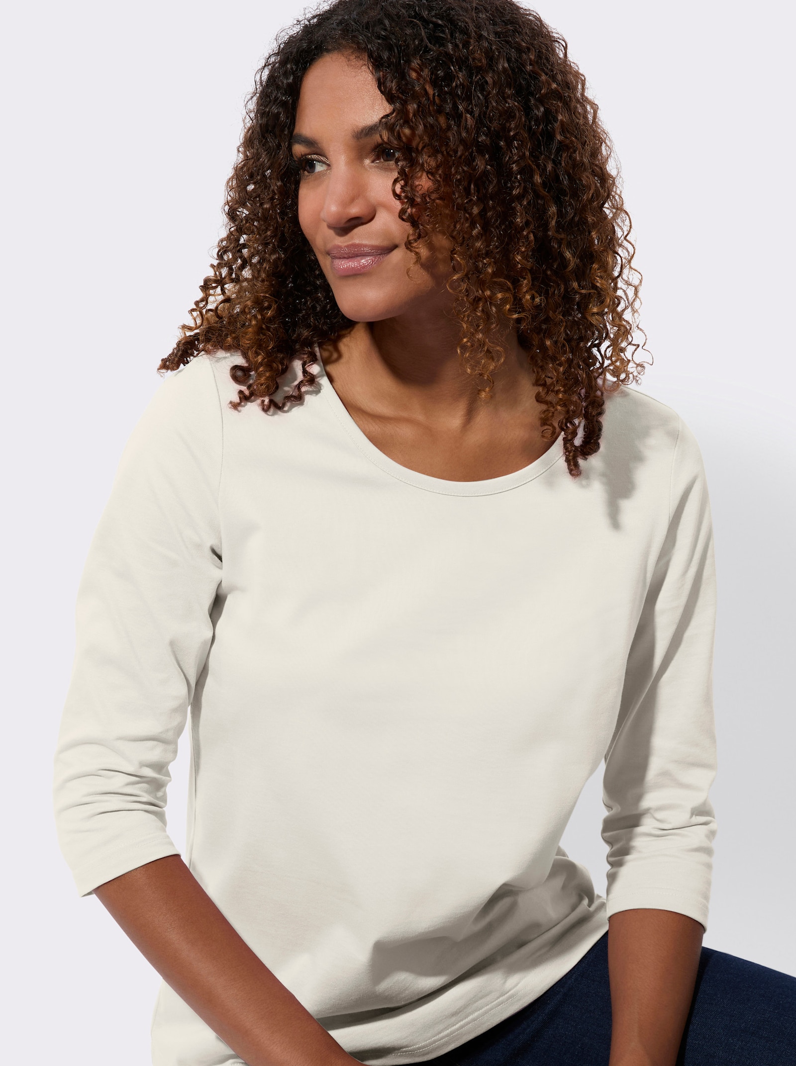 Shirt met 3/4-mouwen in set van 2 - ecru + ecru